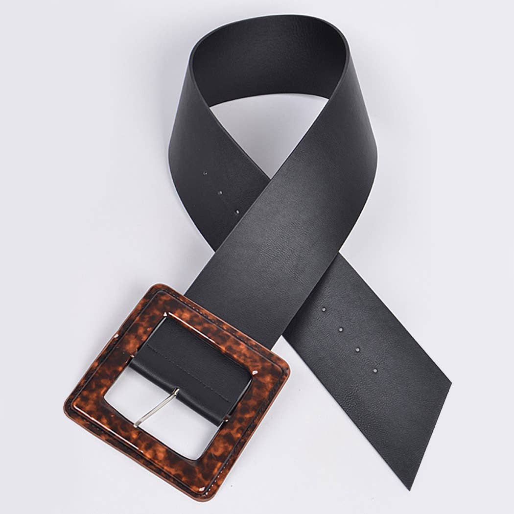 Black Square Buckle Belt