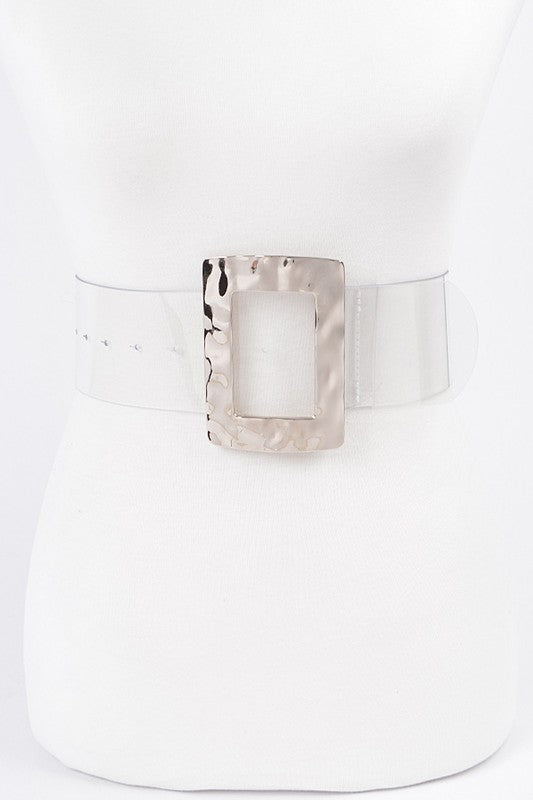 Textured Clear Square Belt (silver)