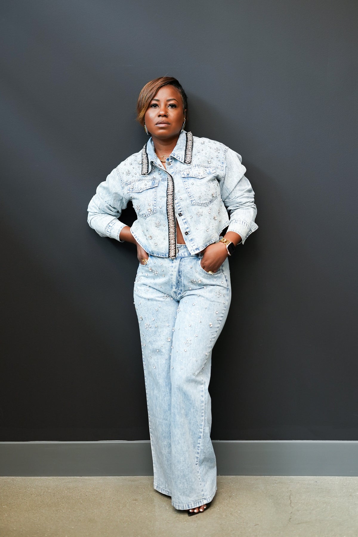 All That Glitters Denim & Rhinestone Set