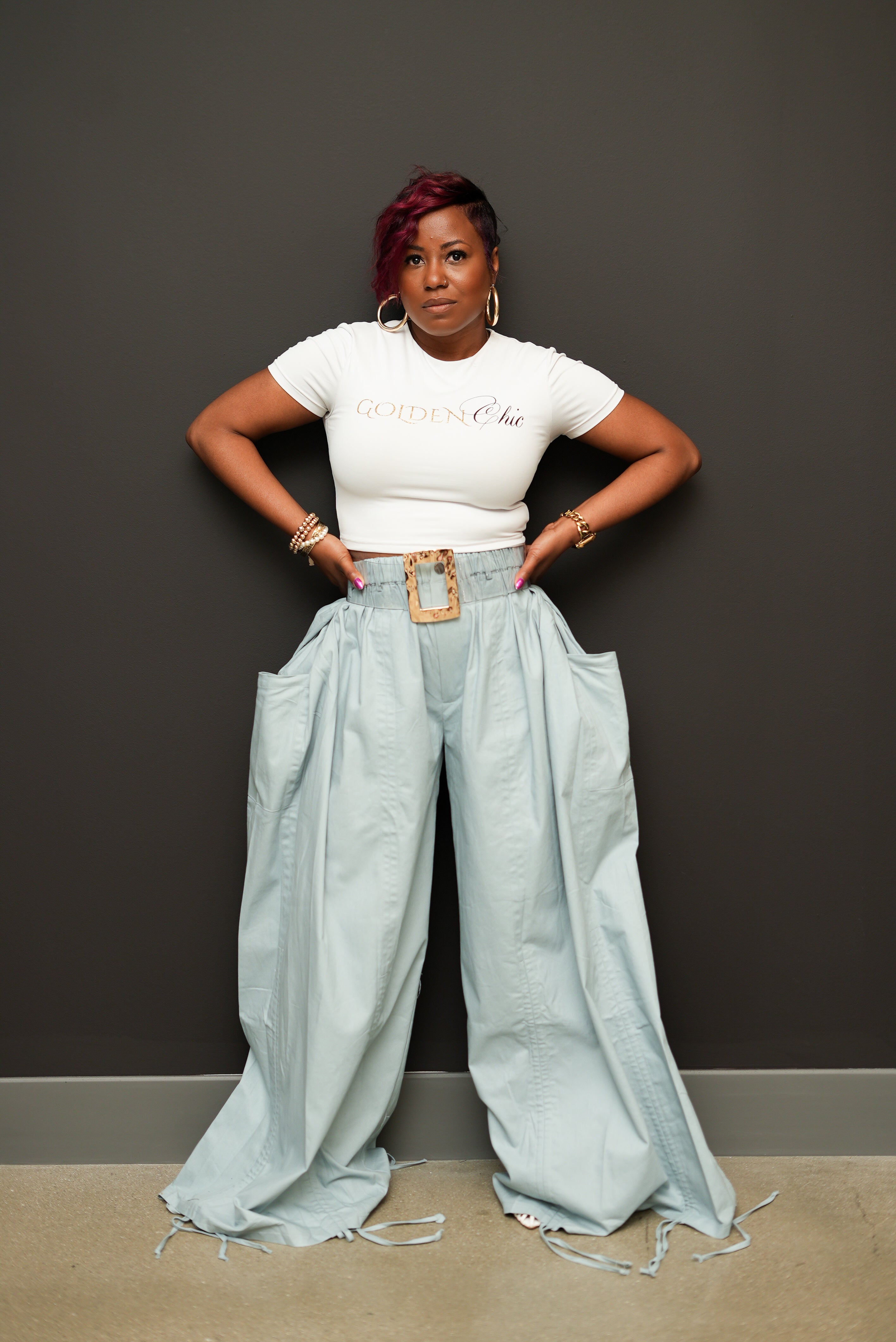 Let it Flow Ruched Pants (Blue)