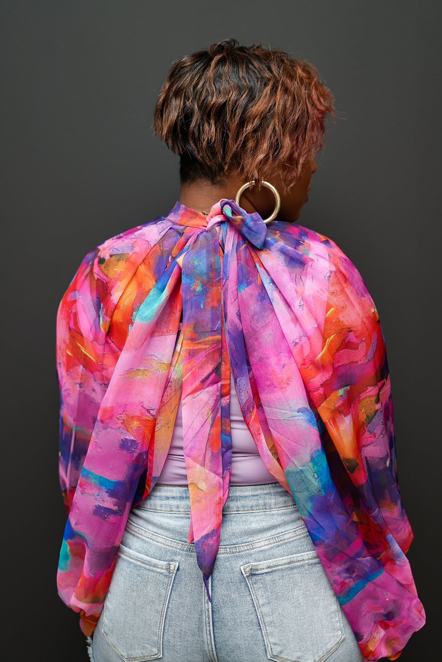 Vibrant Bloom Sheer Shirt