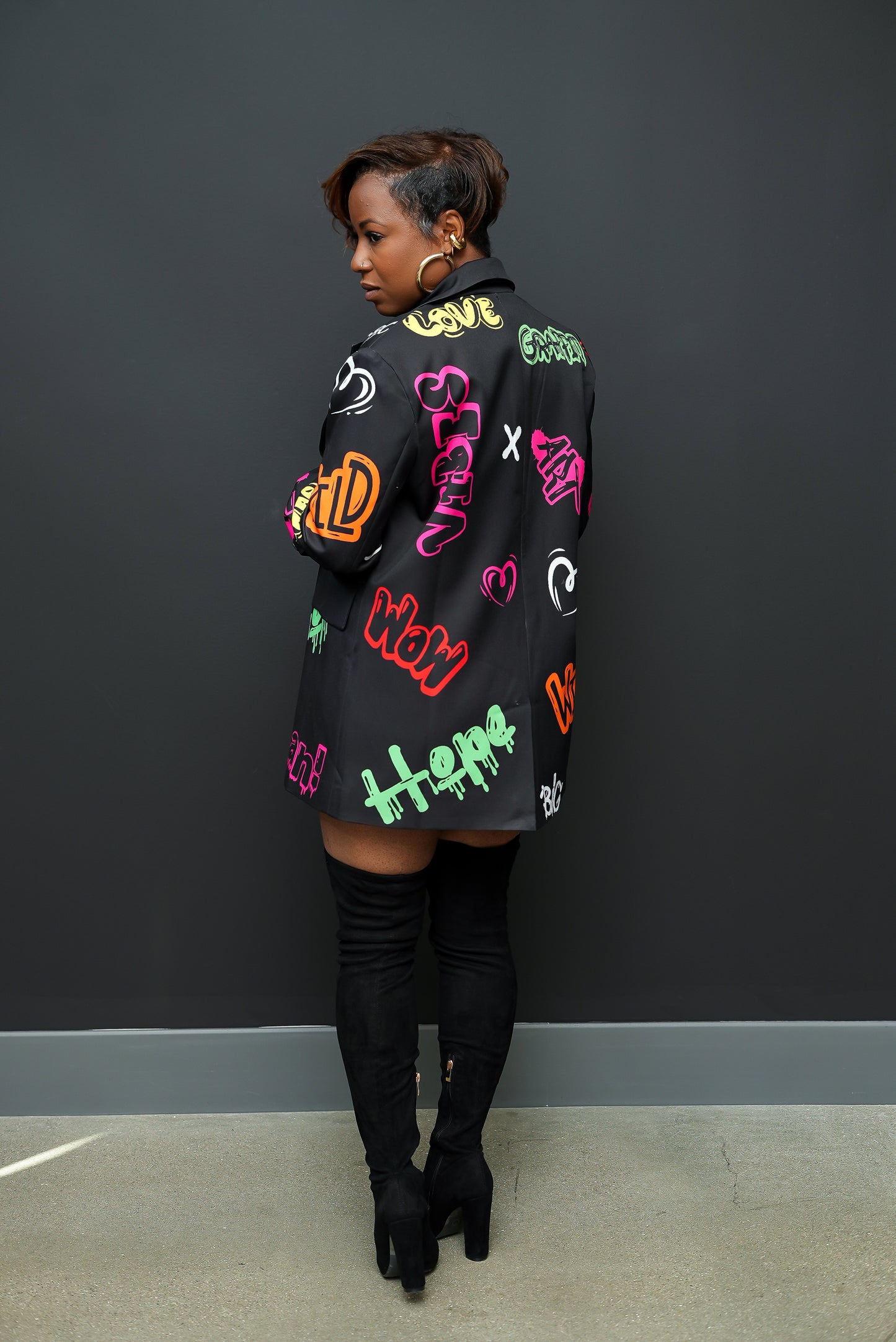 Graffiti Glam Boyfriend Blazer