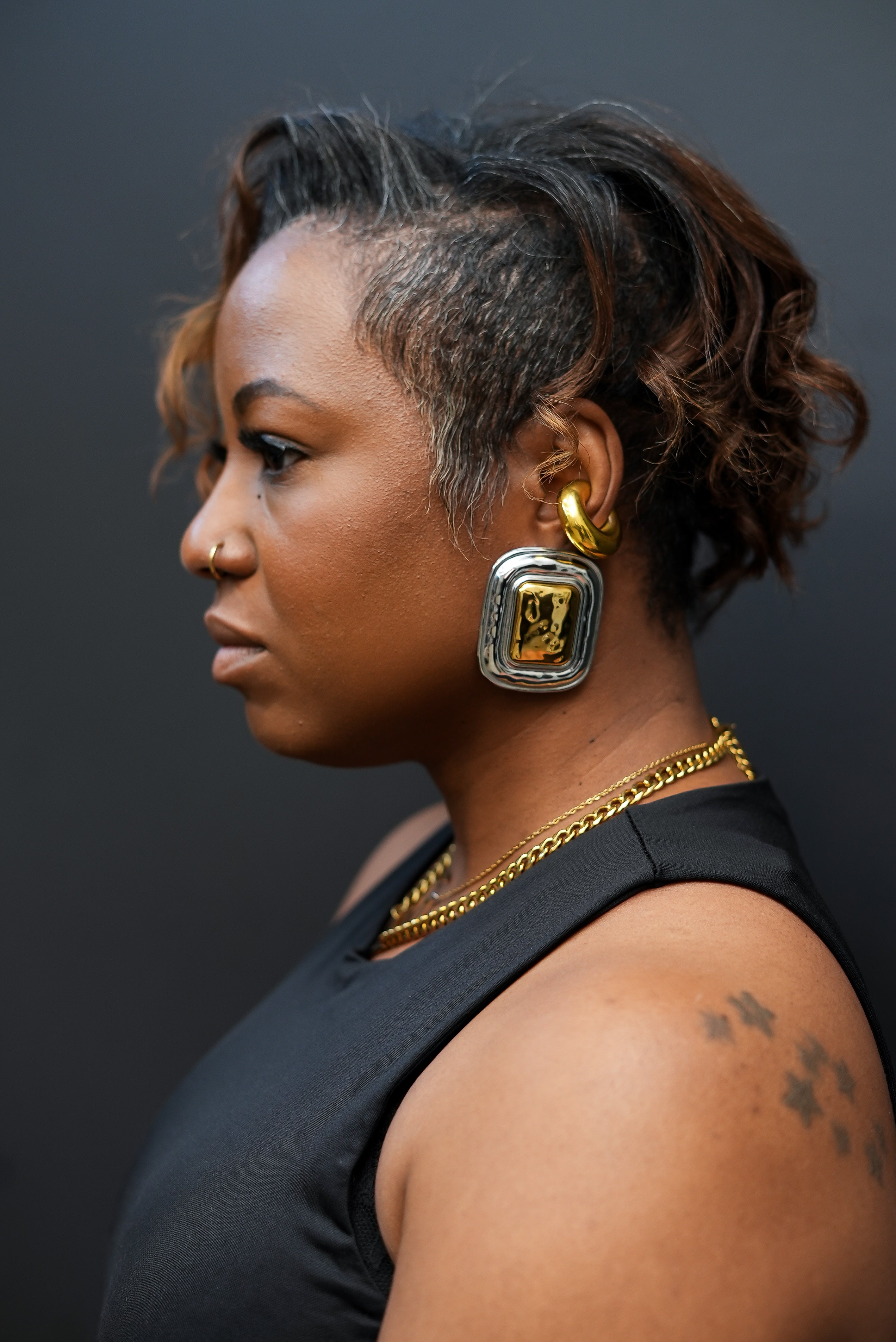 Two Tone Square Post Earrings