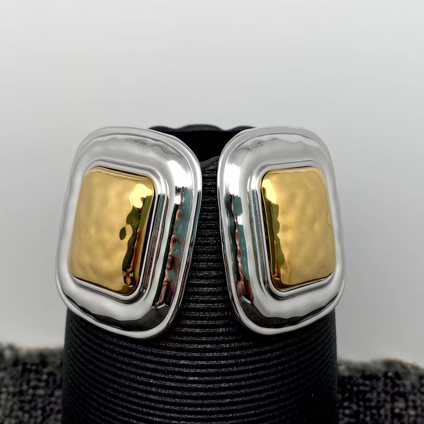 Two Tone Square Post Earrings