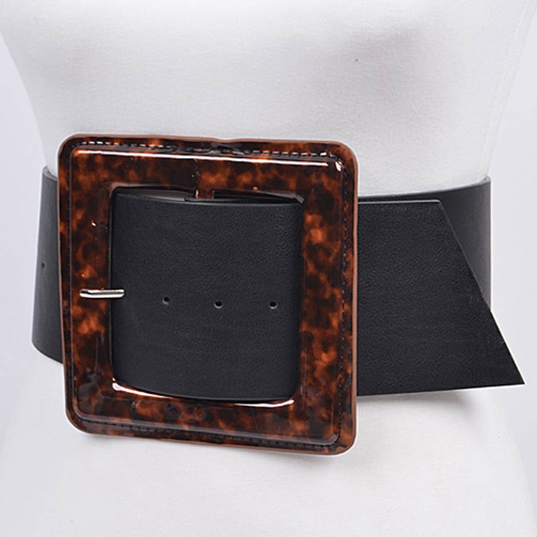 Black Square Buckle Belt