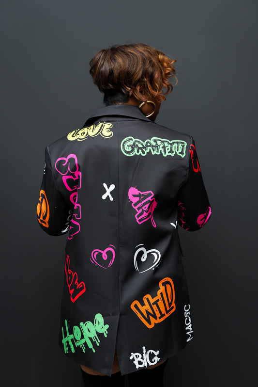 Graffiti Glam Boyfriend Blazer