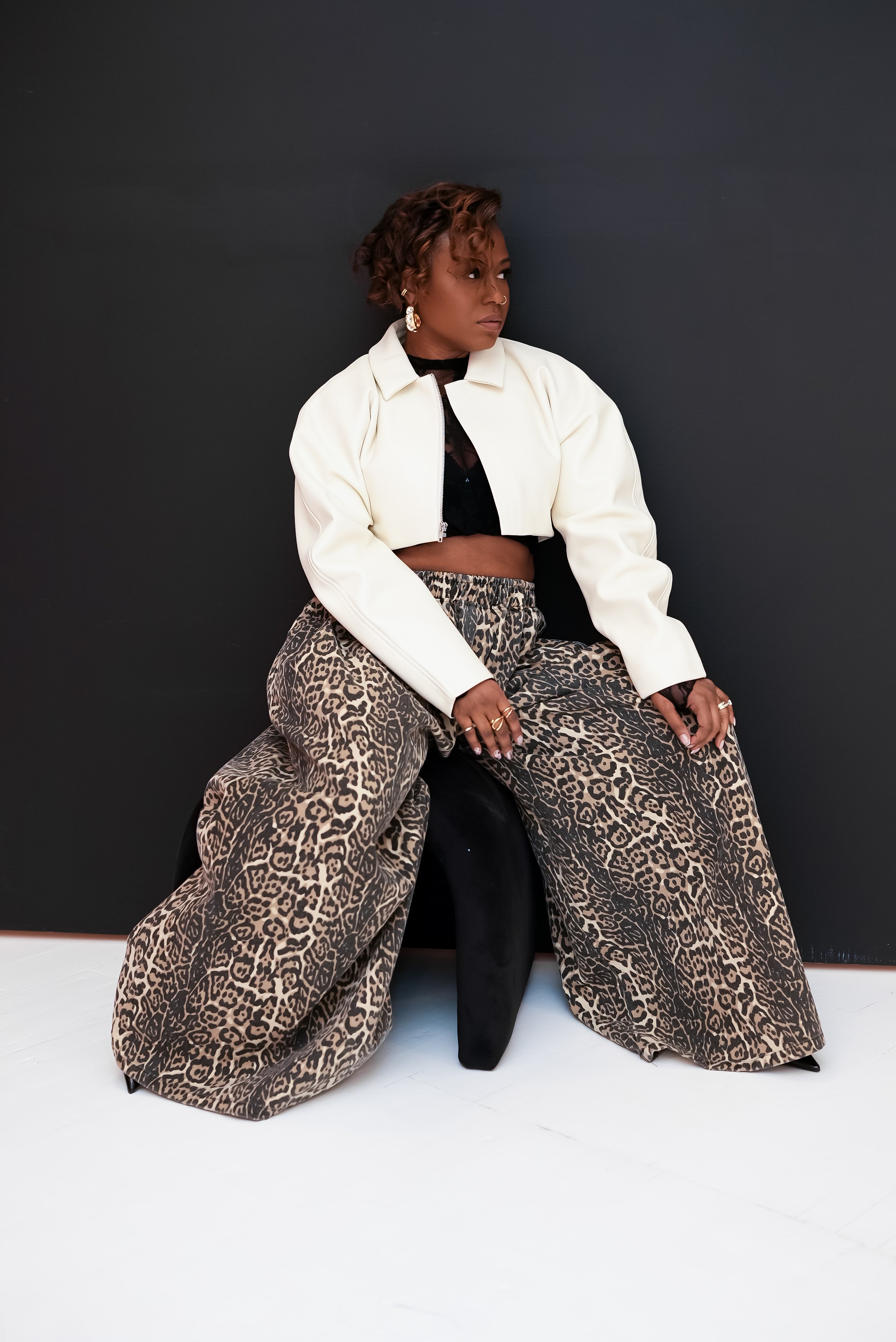 Top Tier Crop Leather Jacket (Cream)