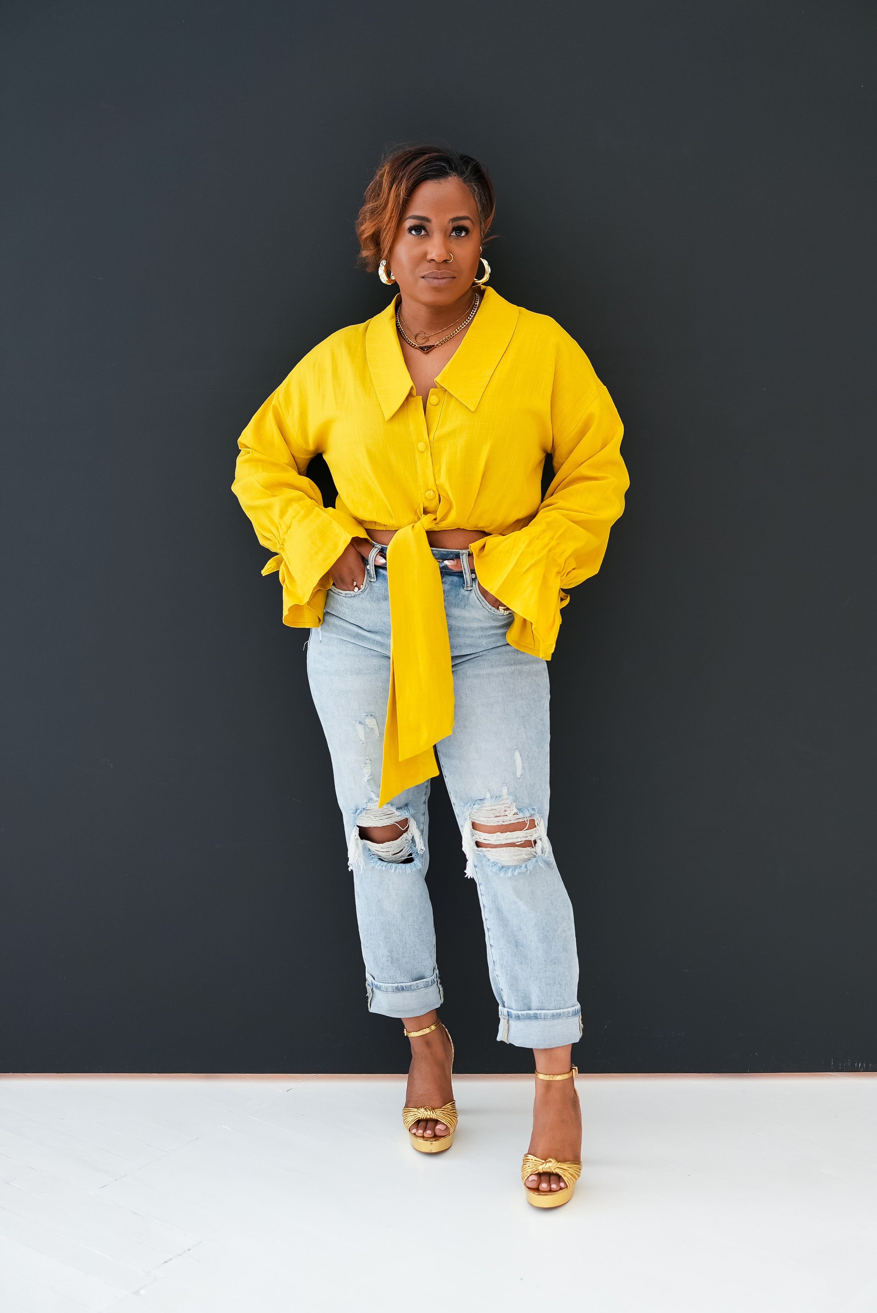 The Main Character Tie Top (honey mustard)