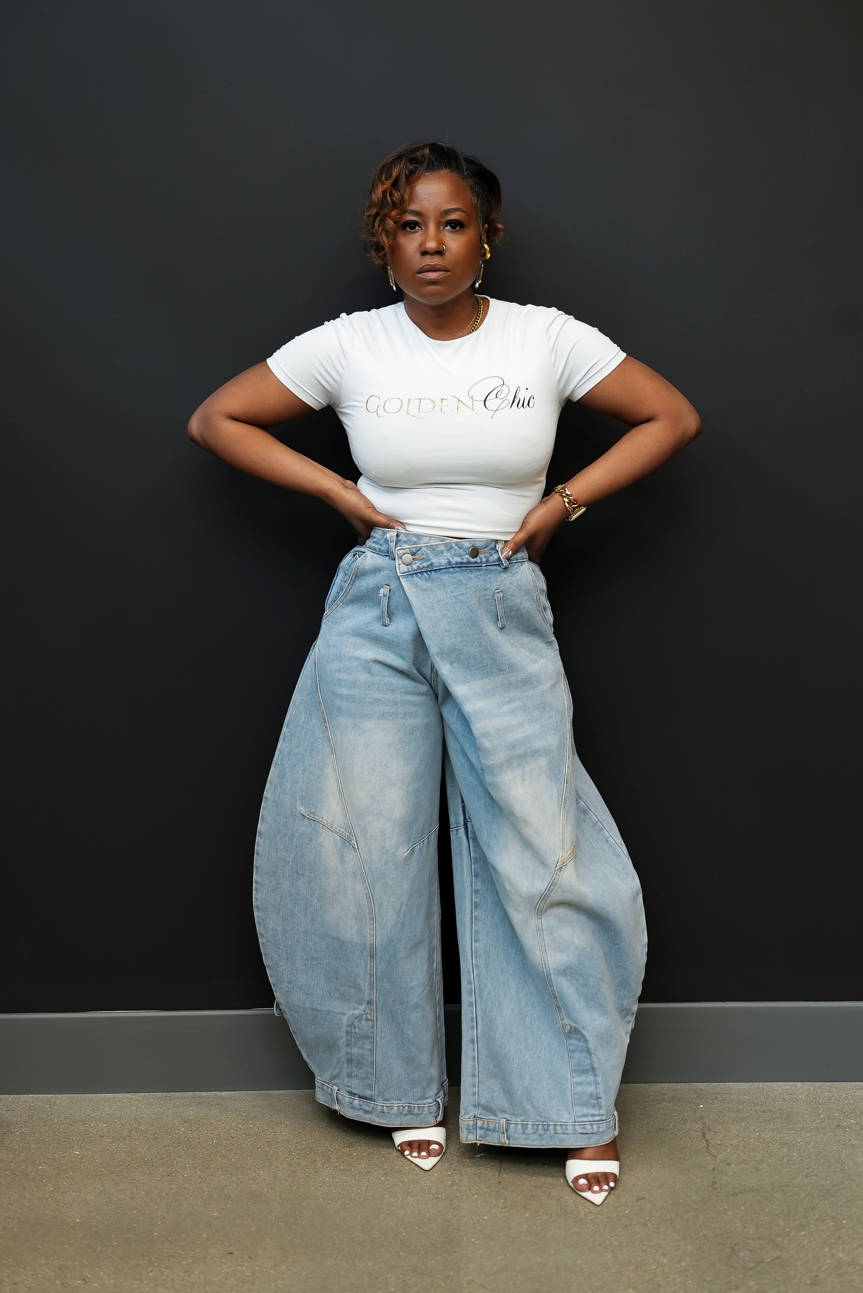 Denim Wrap Drama Pants(Light Denim)
