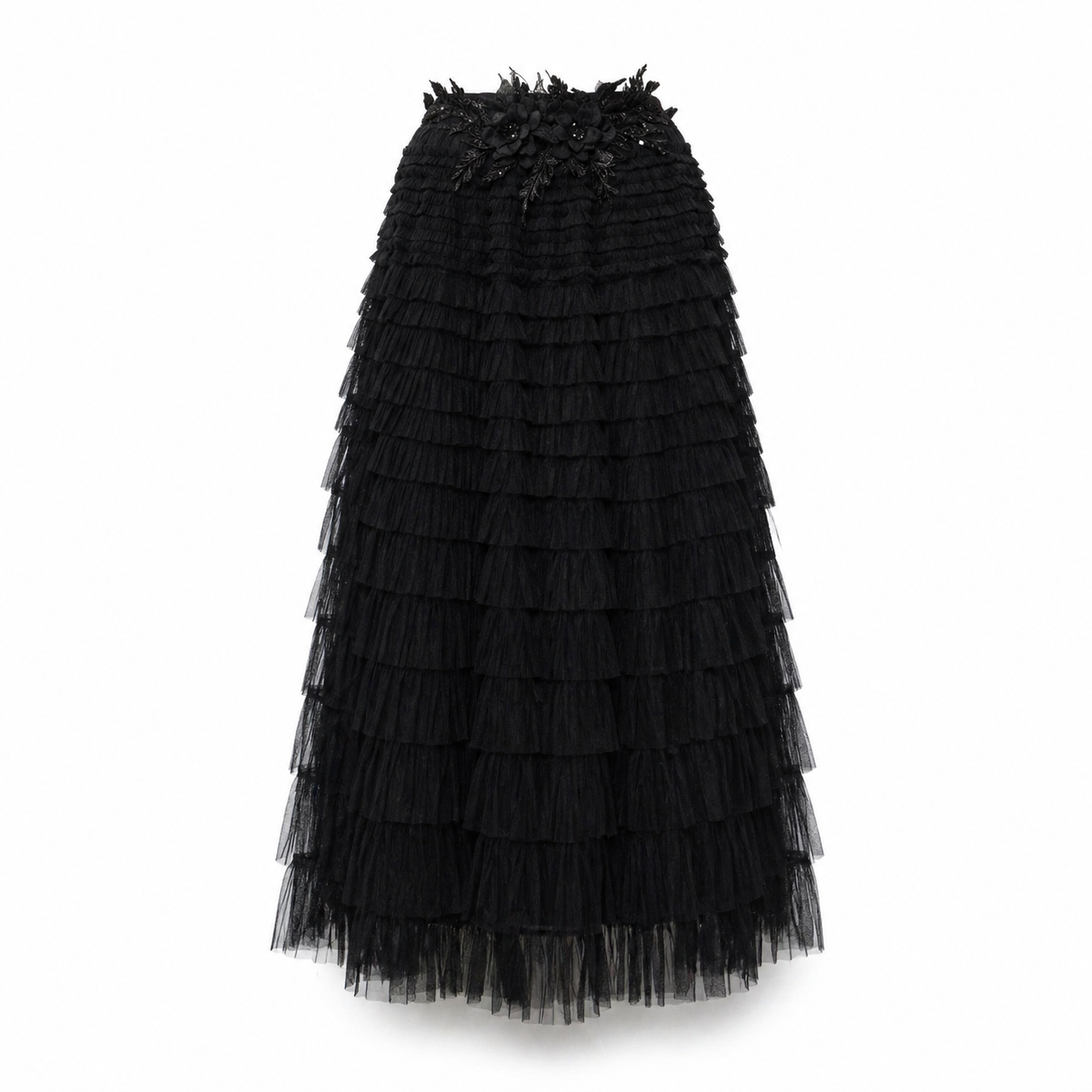 Tiered Tulle Midi Skirt