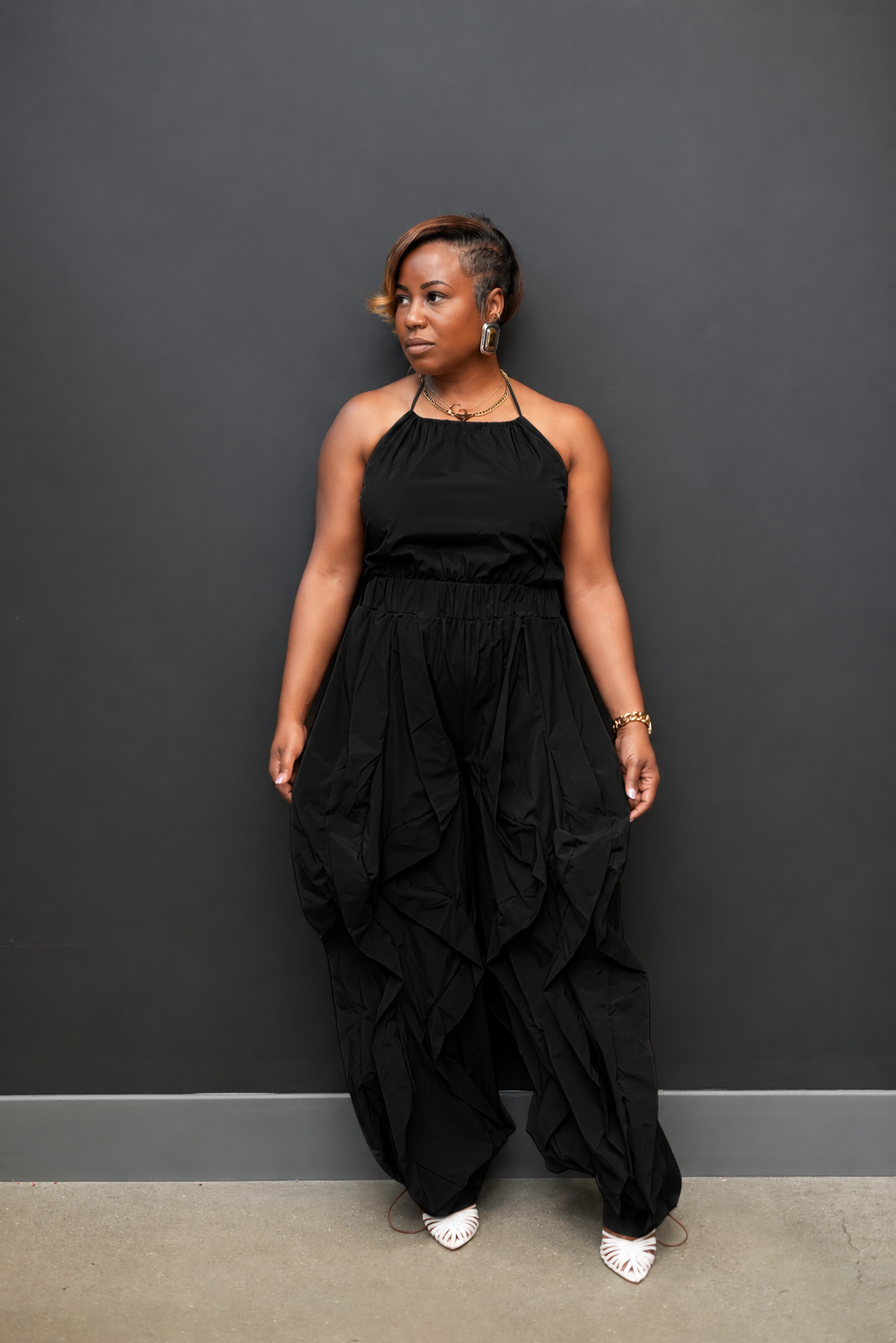 Draped Bubble Jumpsuit