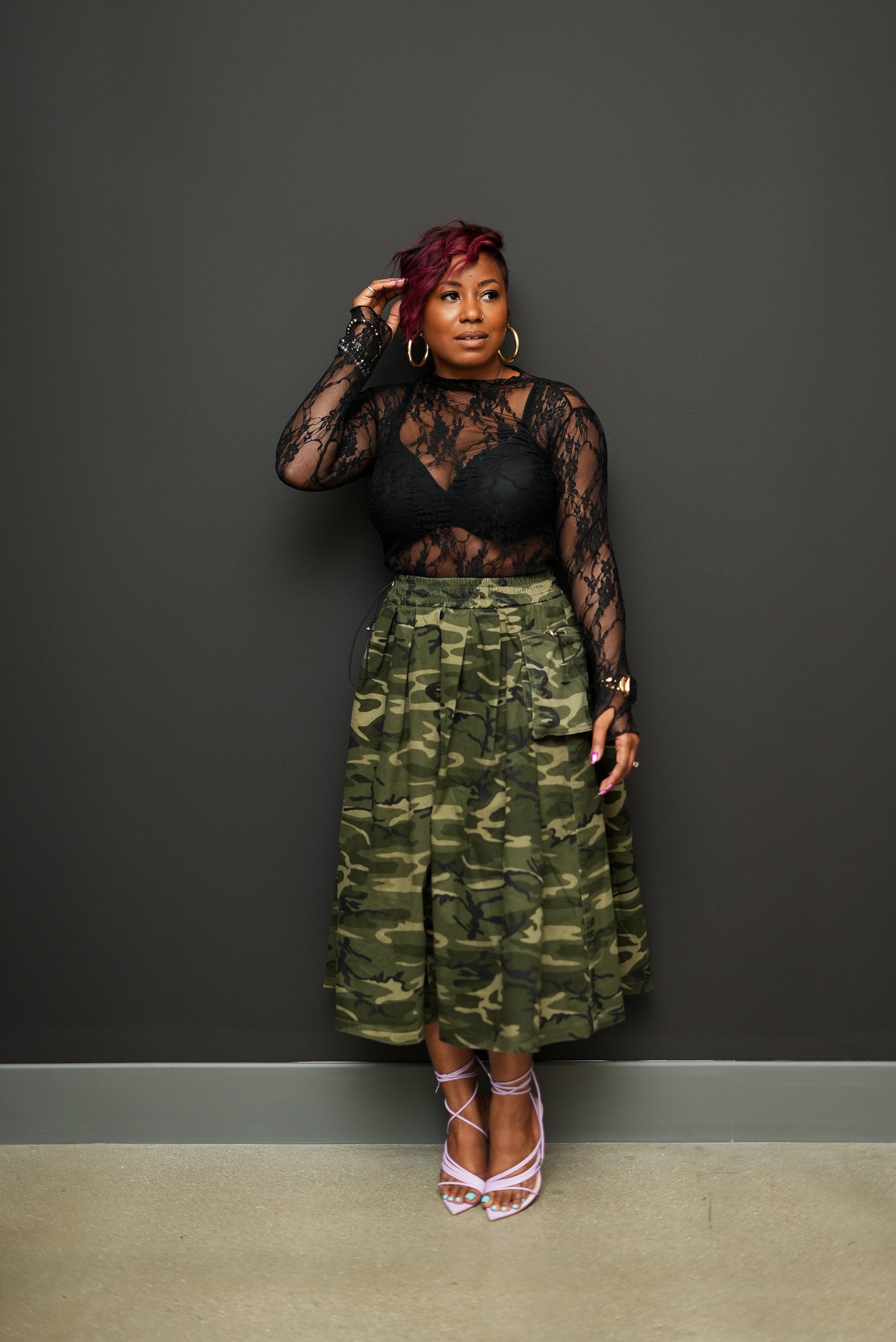 Camo Midi Skirt