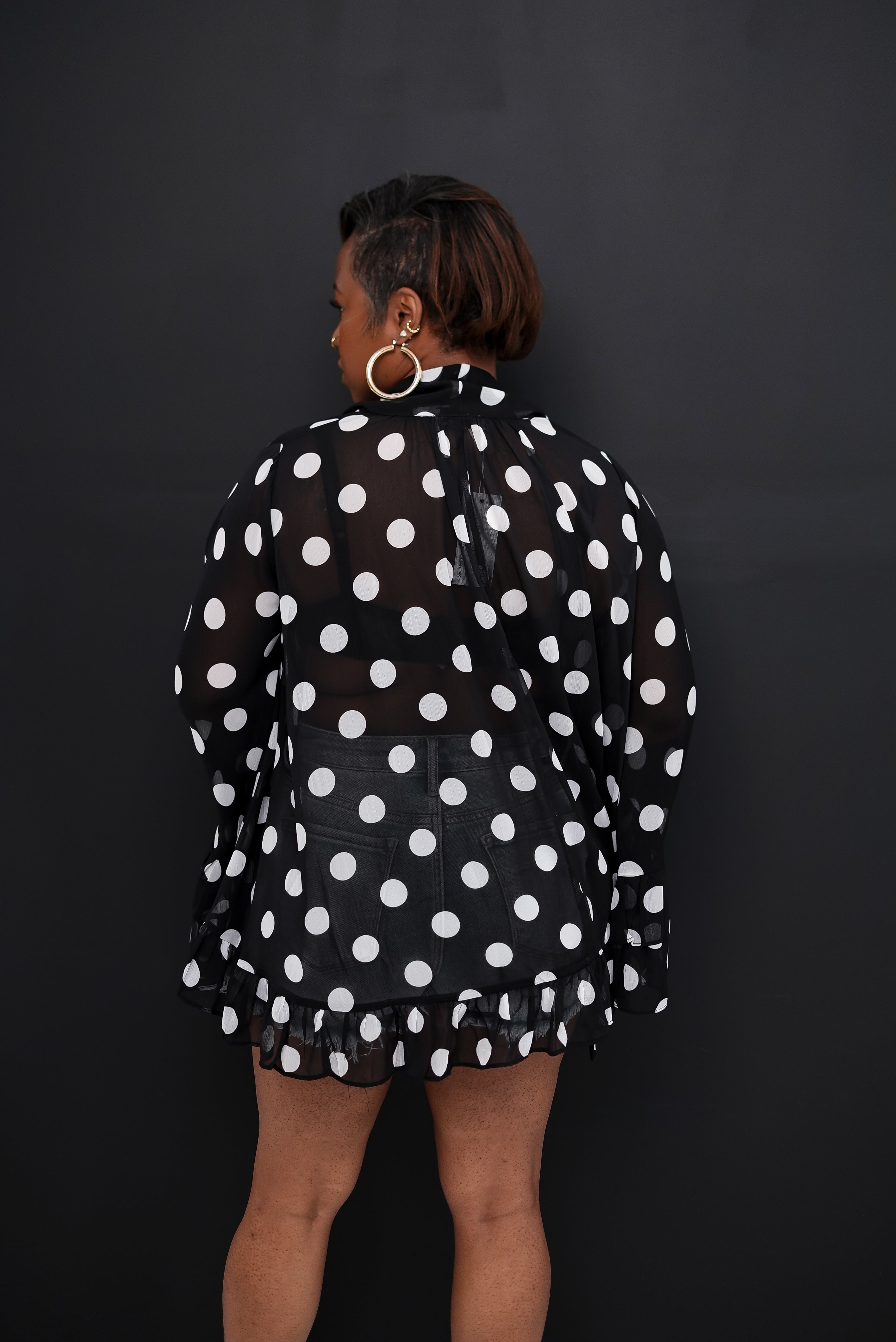 Polka Dot Printed Chiffon Blouse