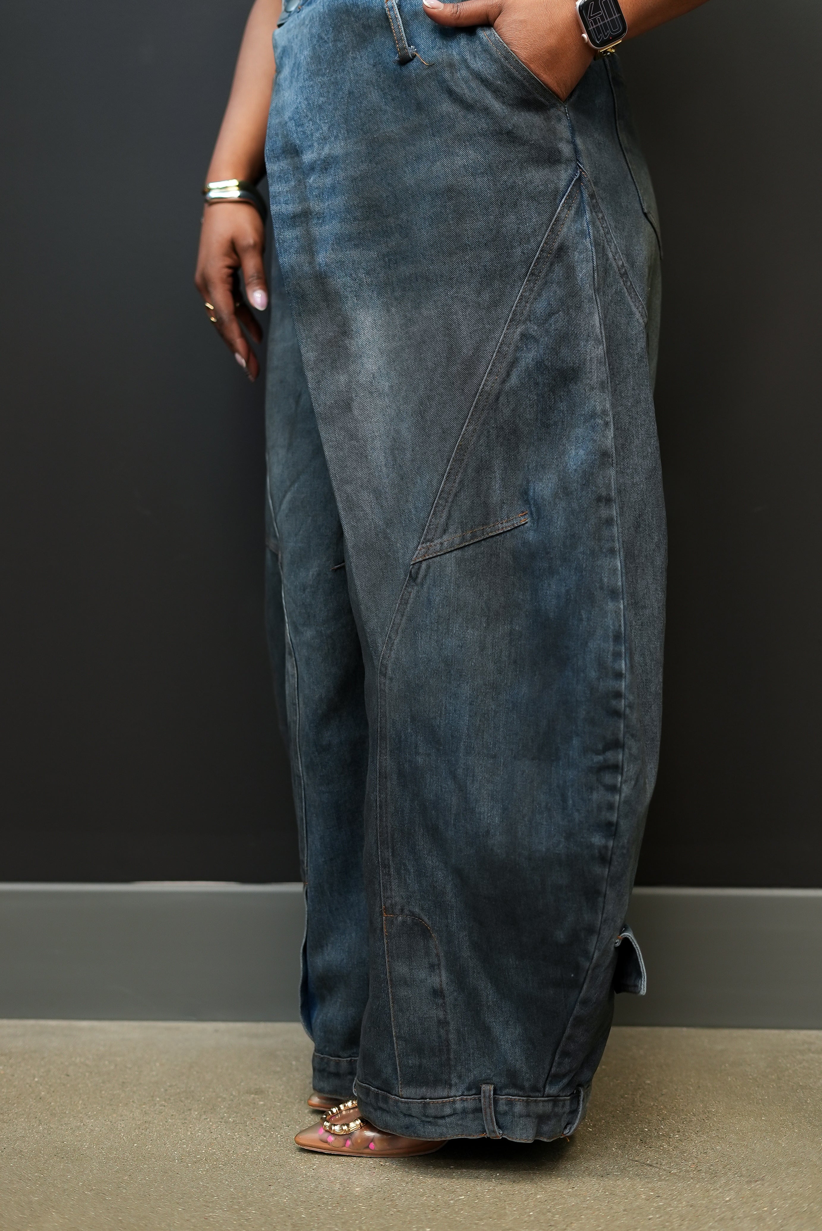 Denim Wrap Drama Pants