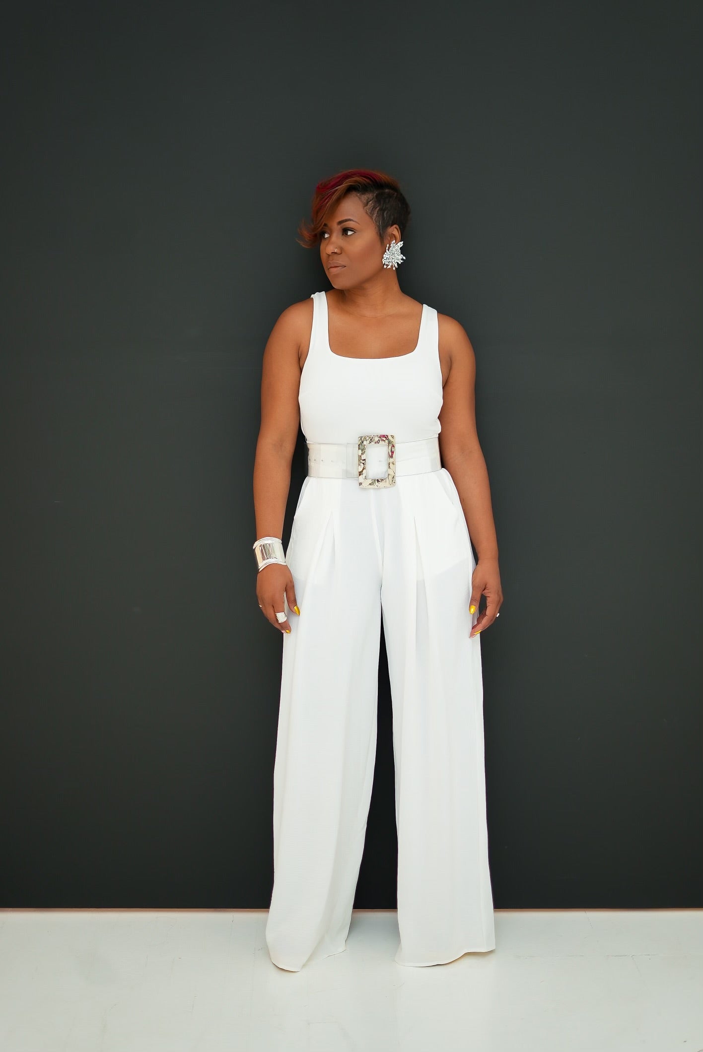 Textured Clear Square Belt (silver)