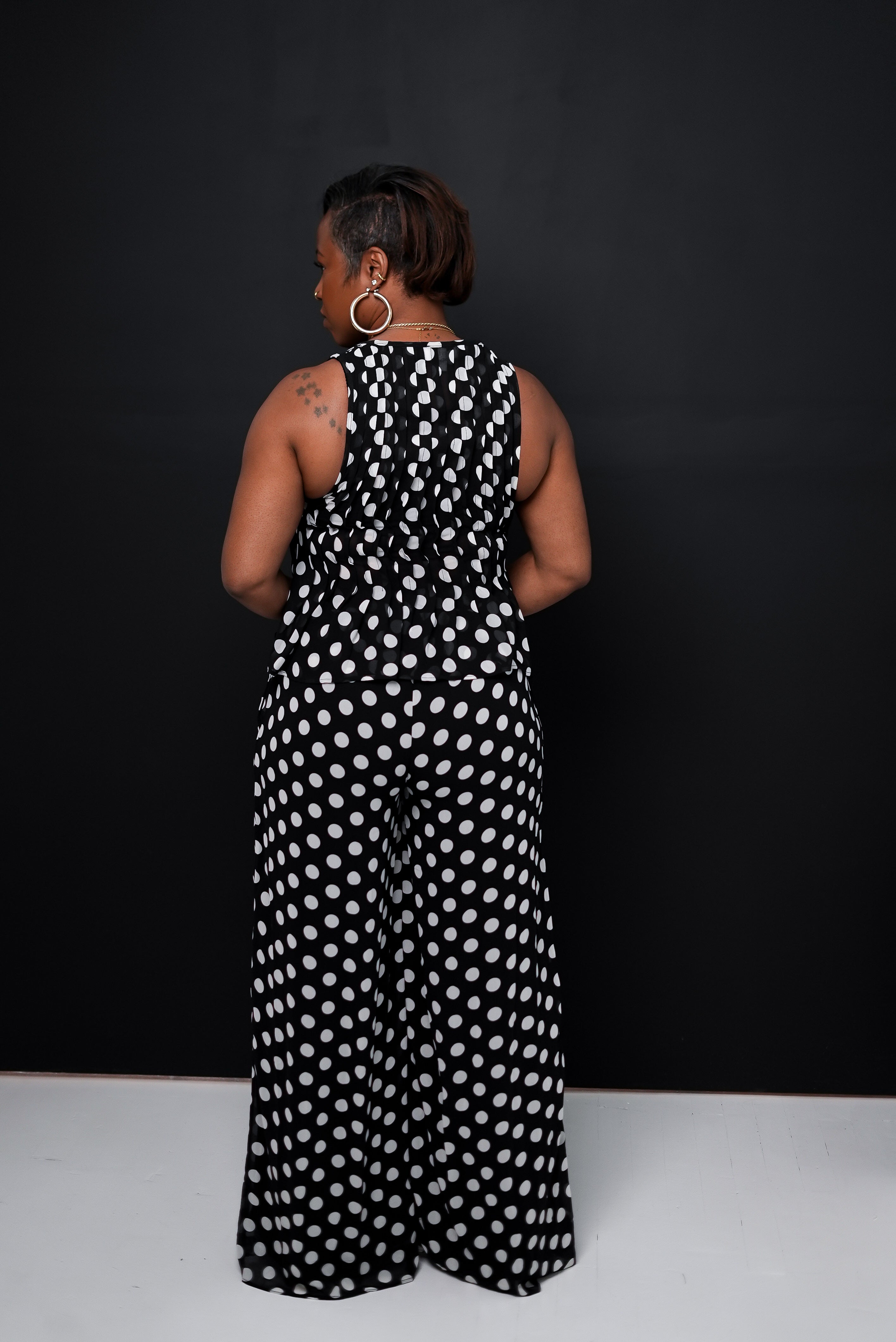 Polka Dot Wide-Leg Trouser Set