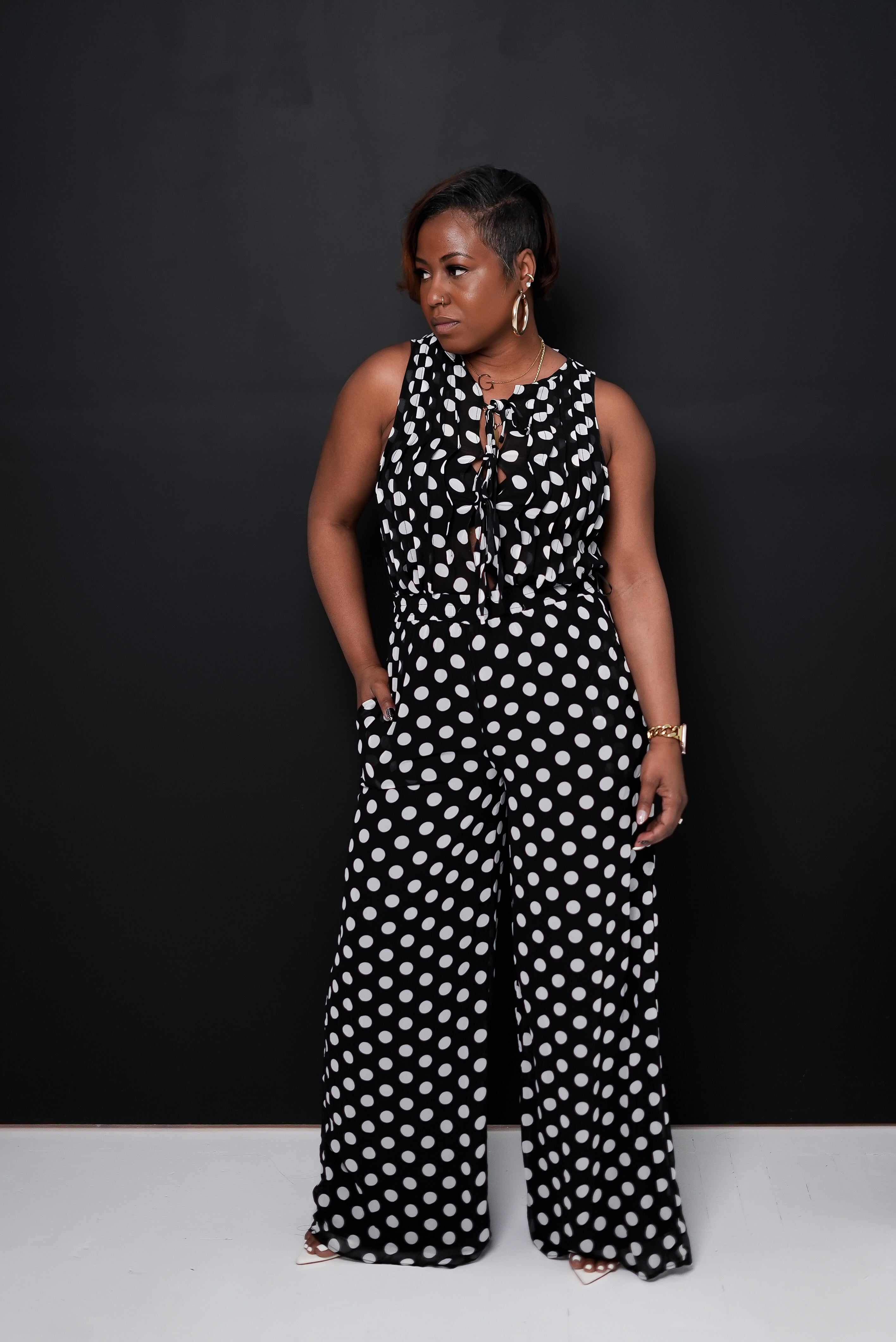 Polka Dot Wide-Leg Trouser Set