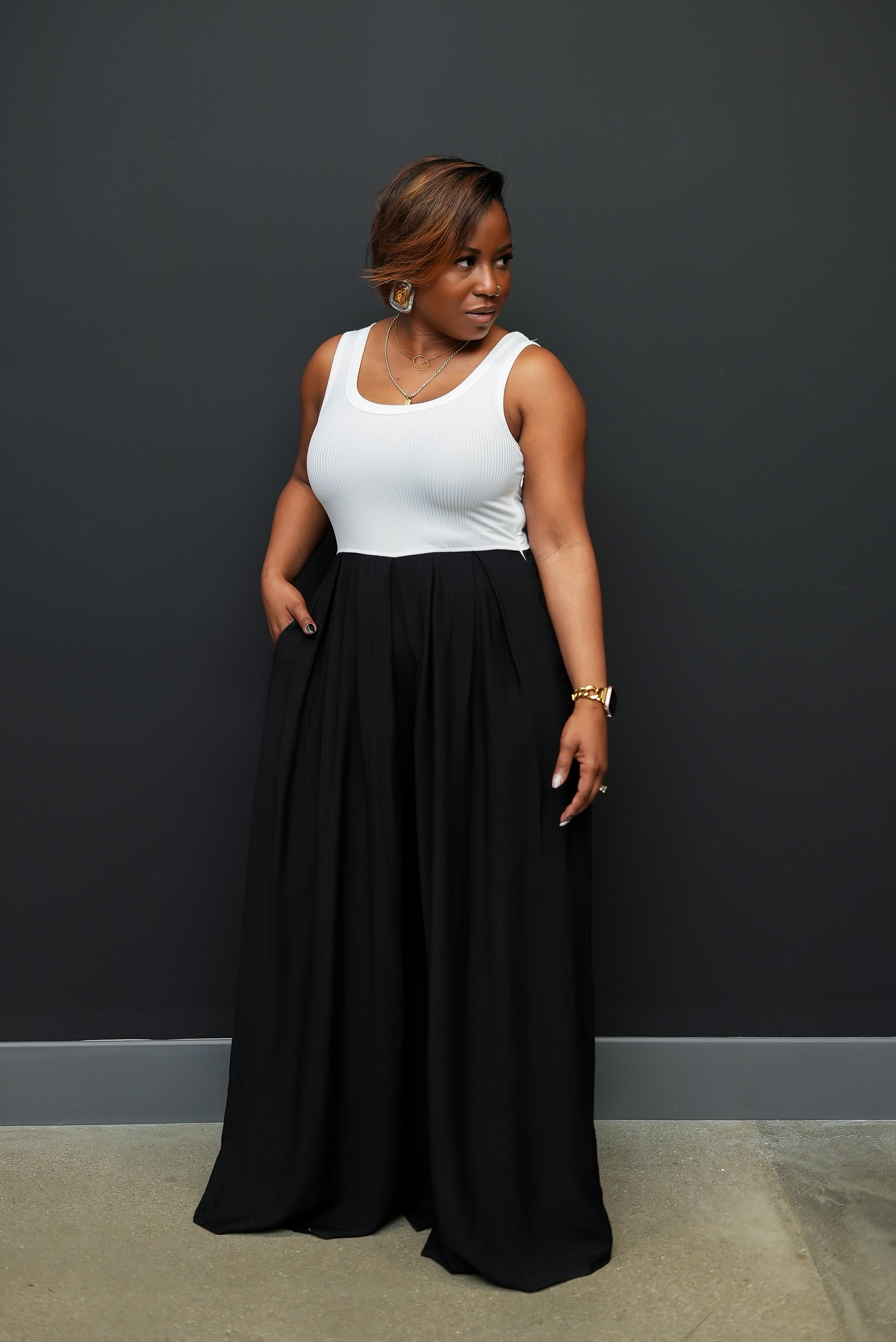 The Soft Power Jumpsuit (White/black)