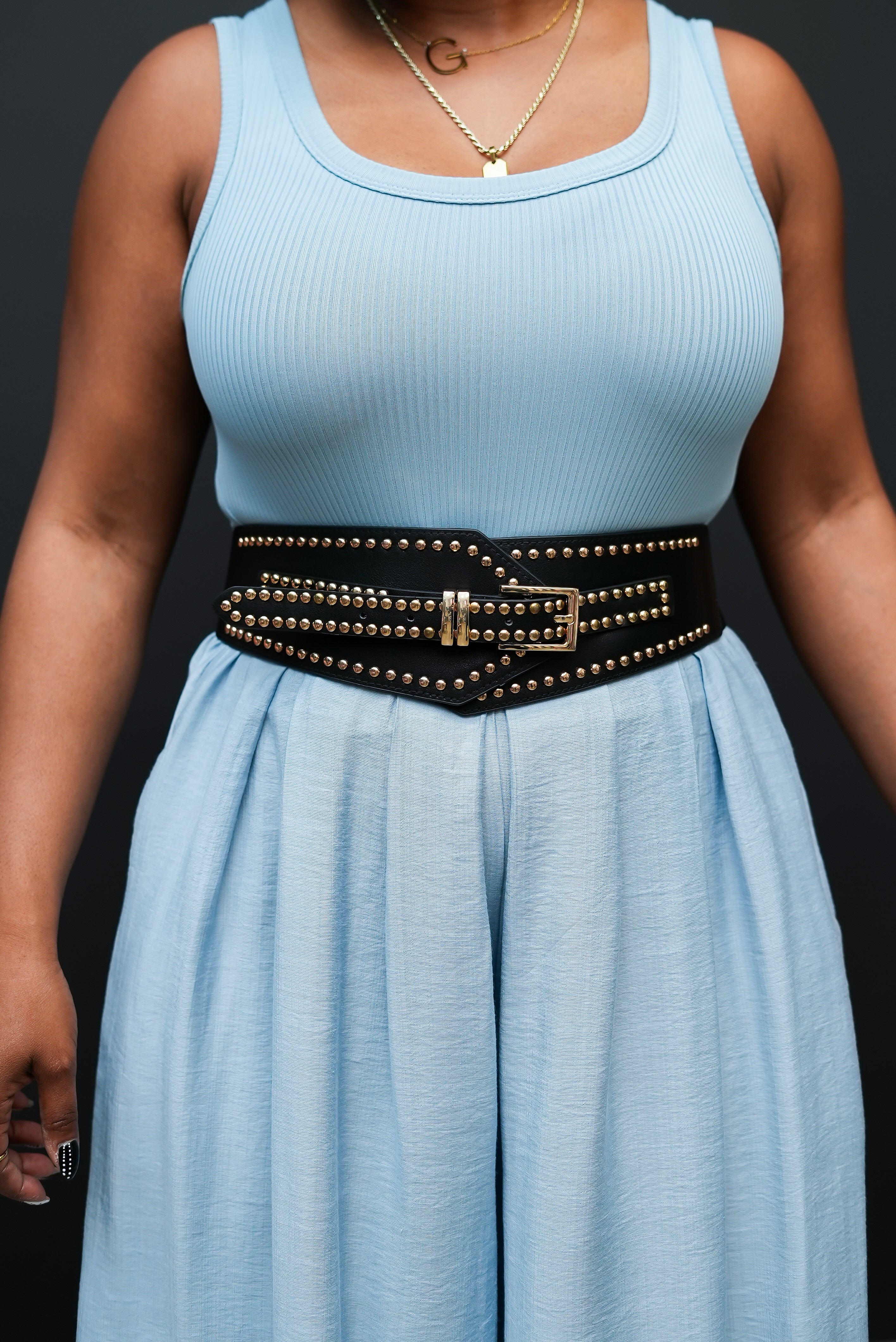 Studded Wide Stretch Belt