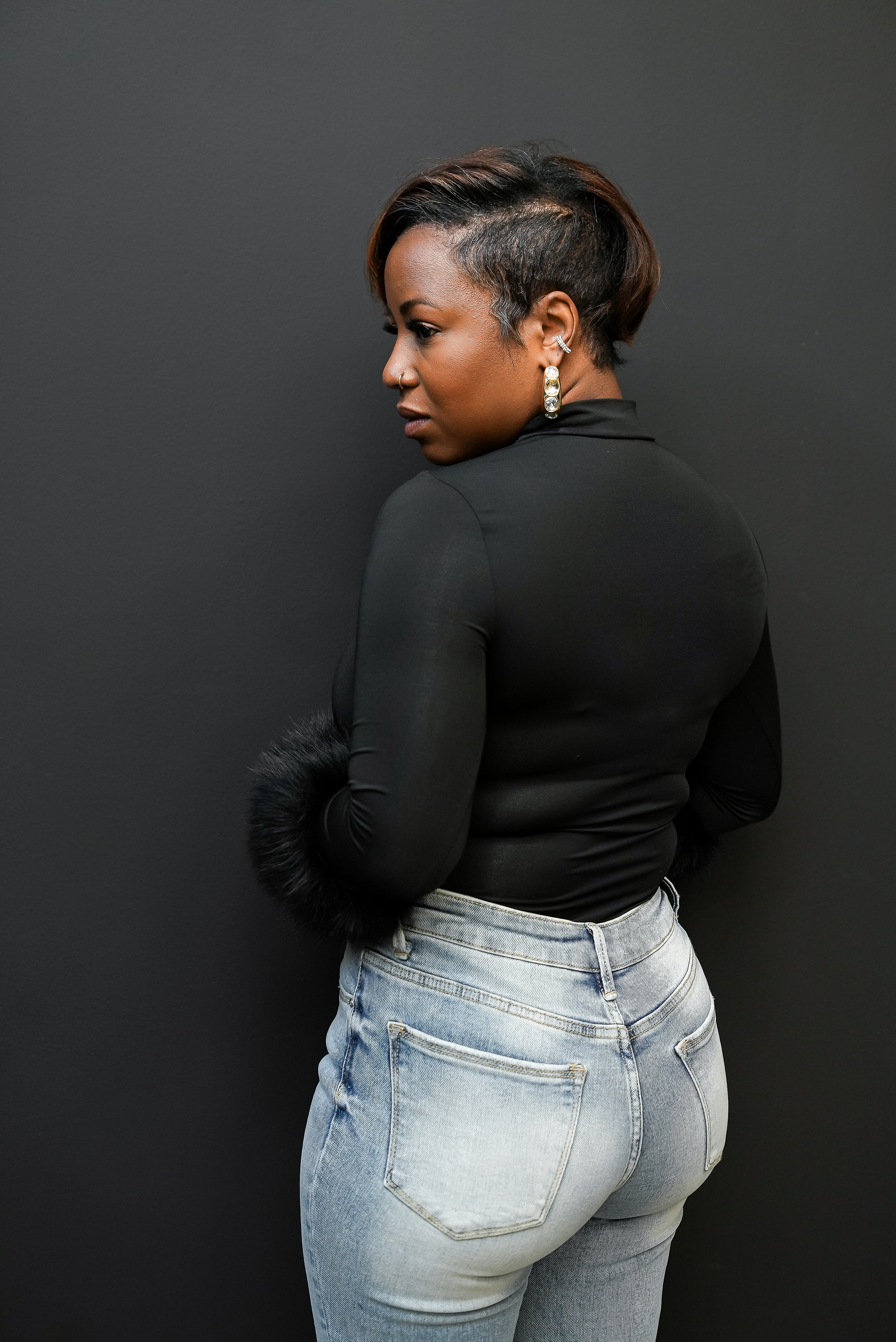 Midnight Luxe Faux Fur Bodysuit