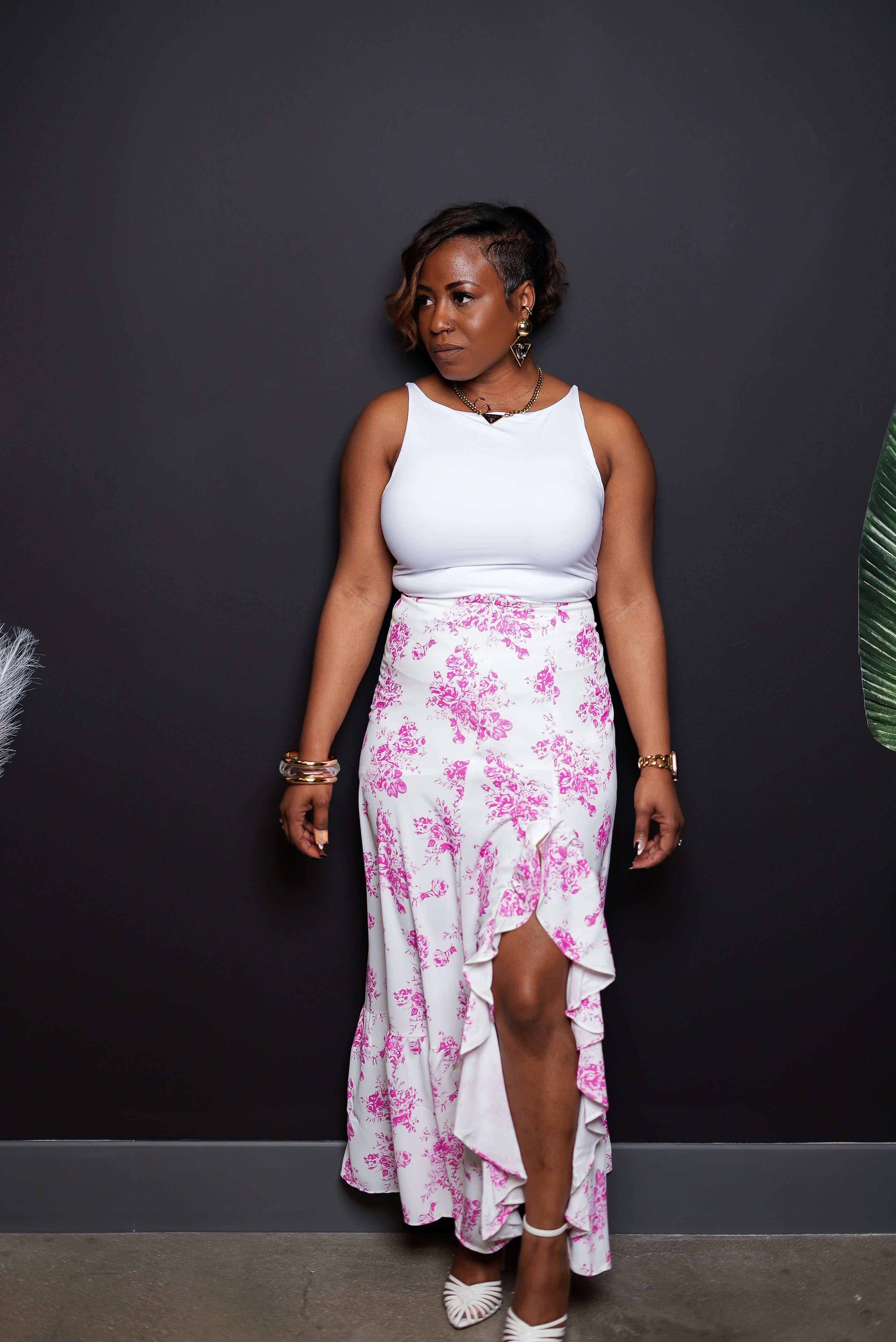 Boho Floral Split Skirt