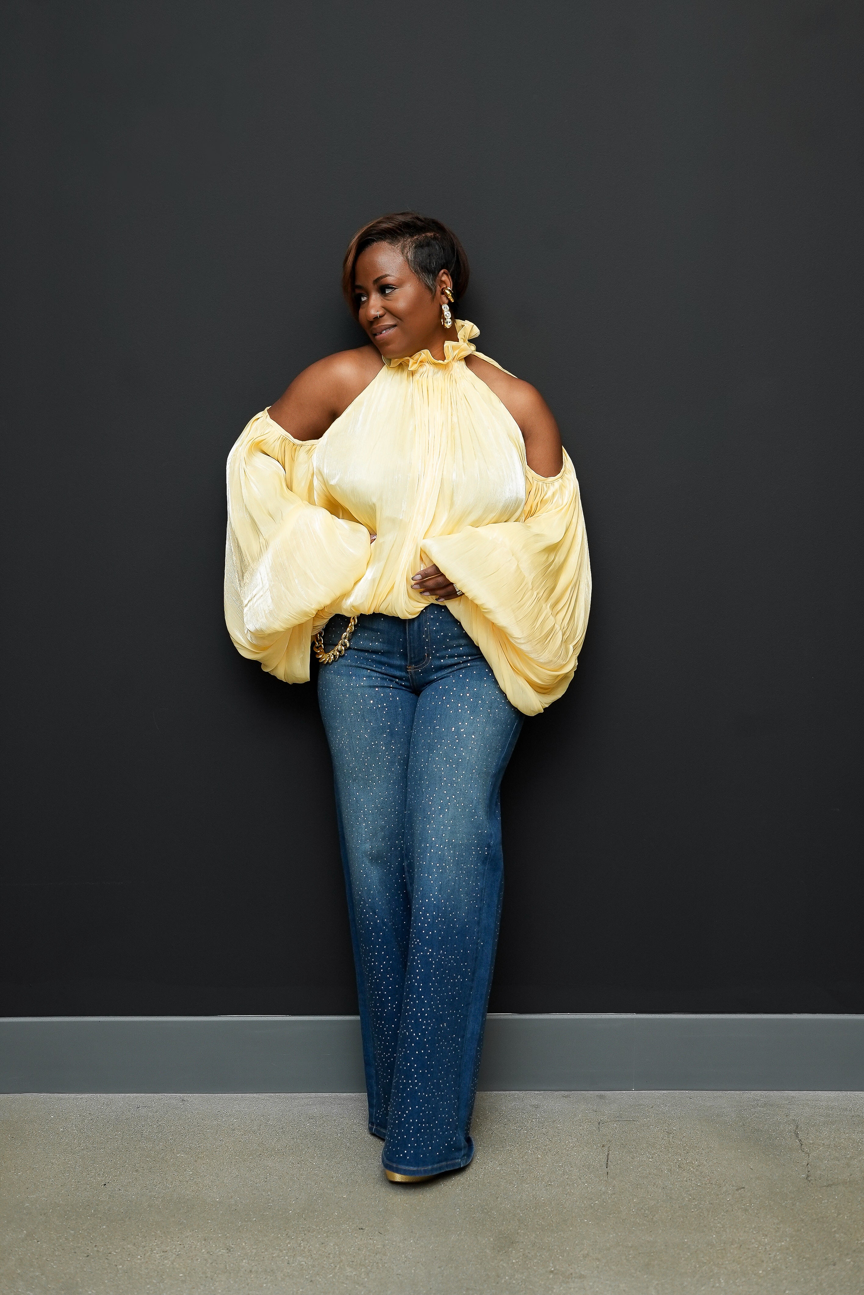 Diamond Crusted Stretch Denim