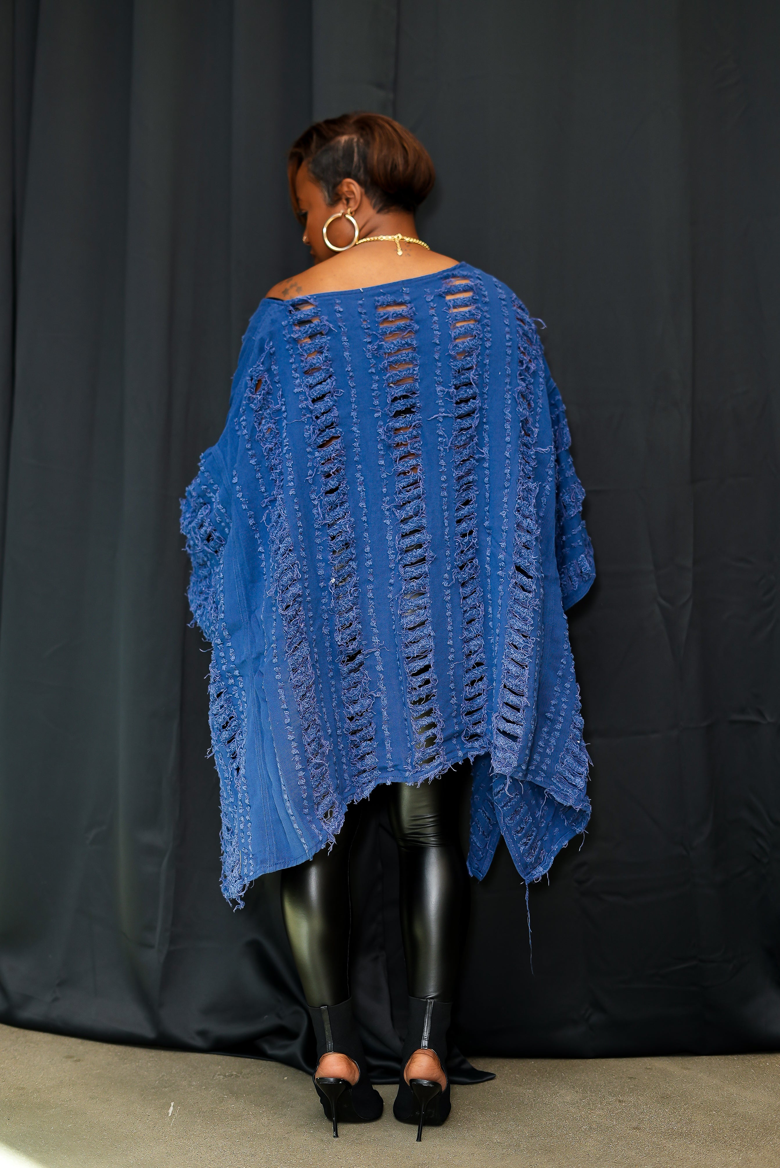 Shred & Serve Denim Poncho