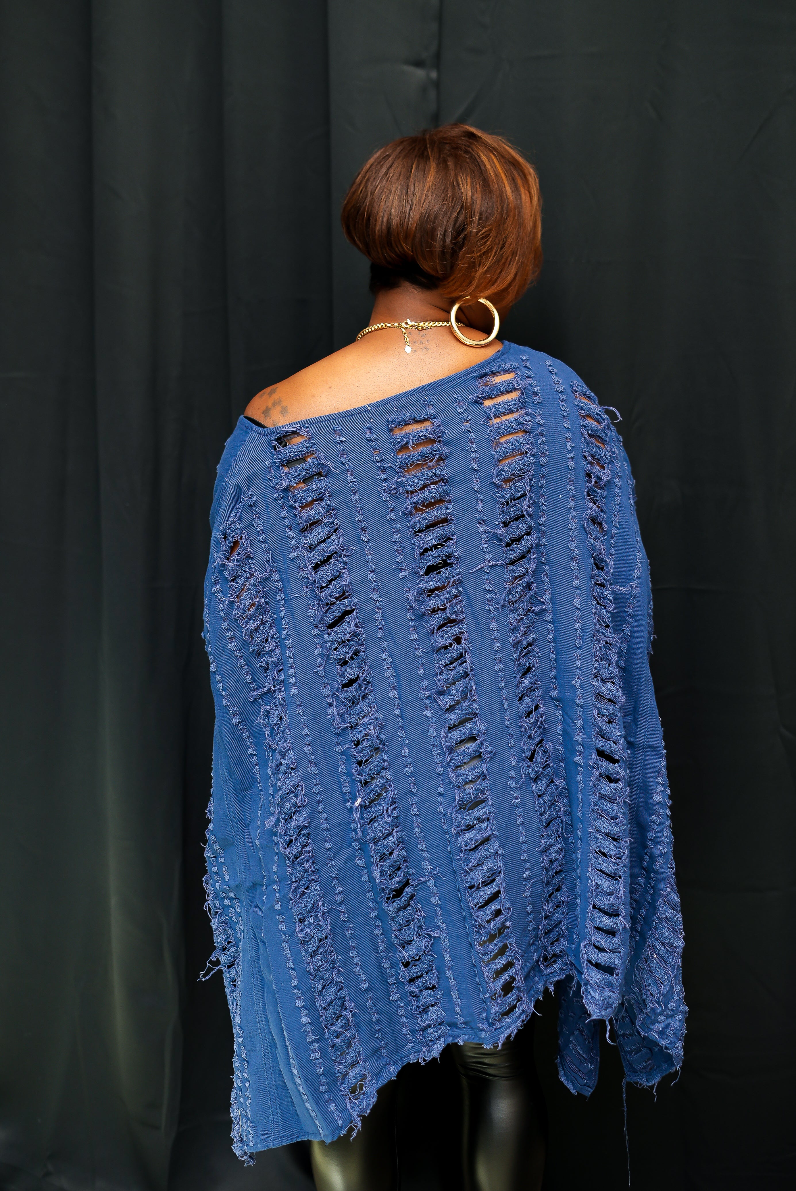 Shred & Serve Denim Poncho