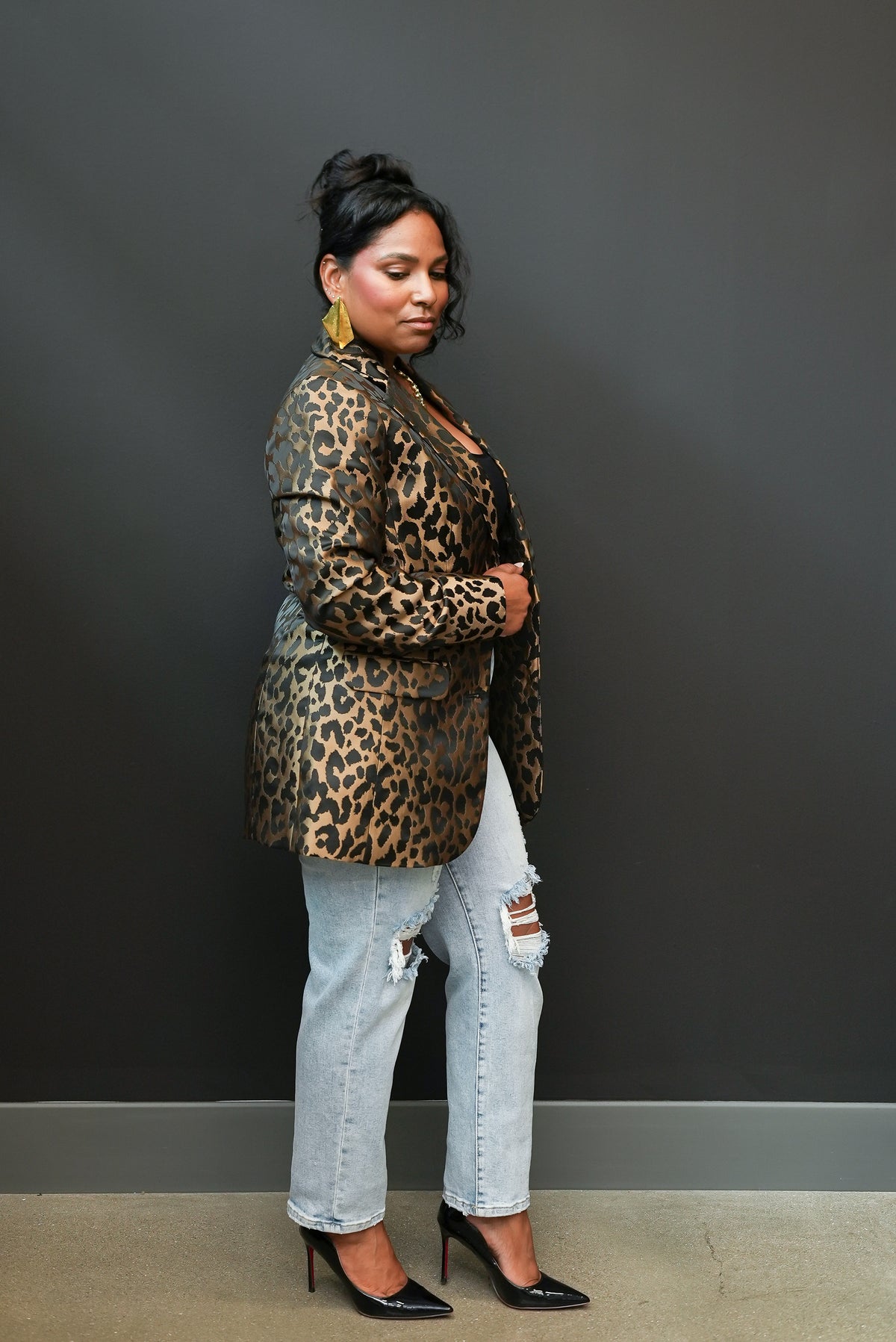 Golden Reign Leopard Boyfriend Blazer