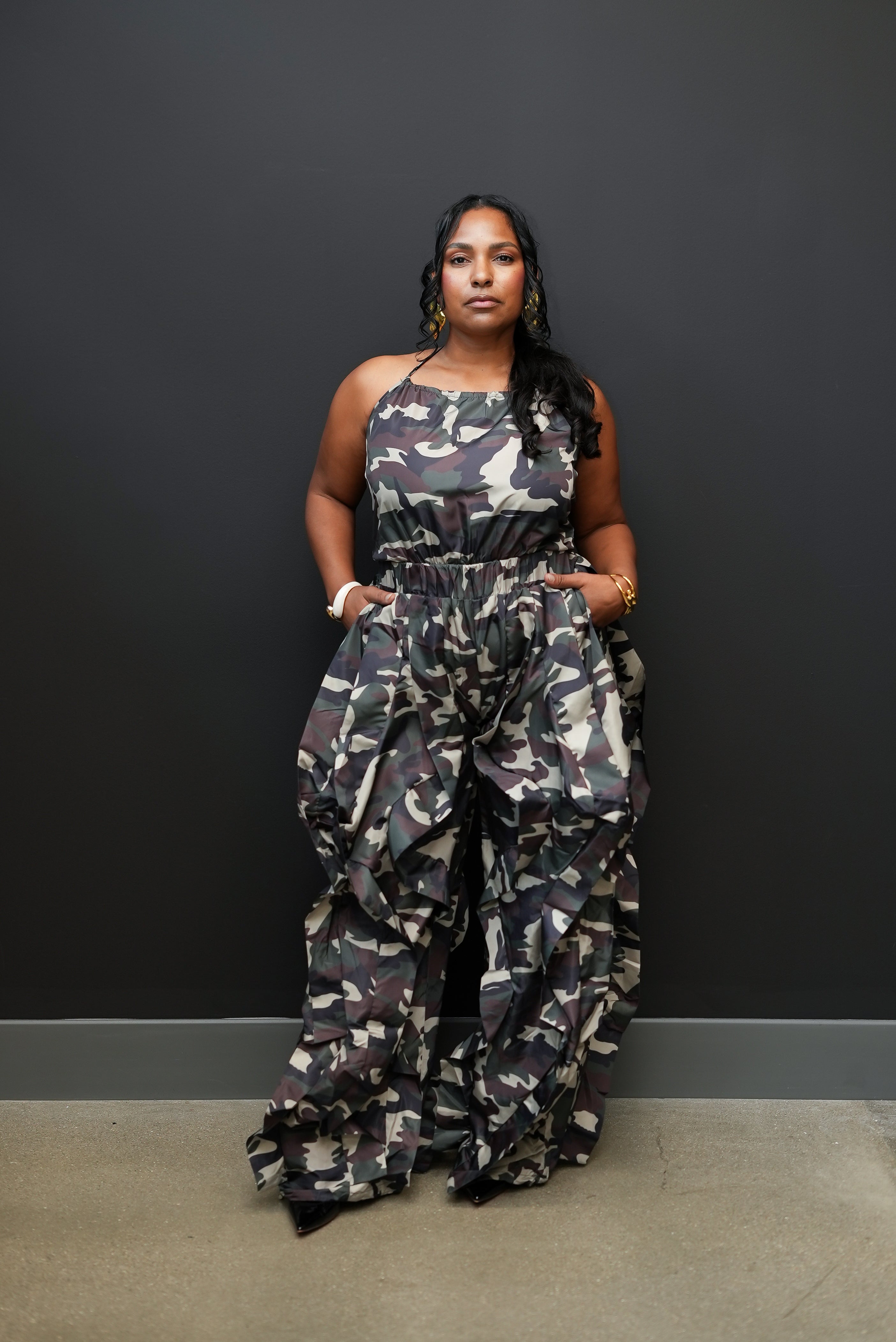 Camo Halter Bubble Jumpsuit