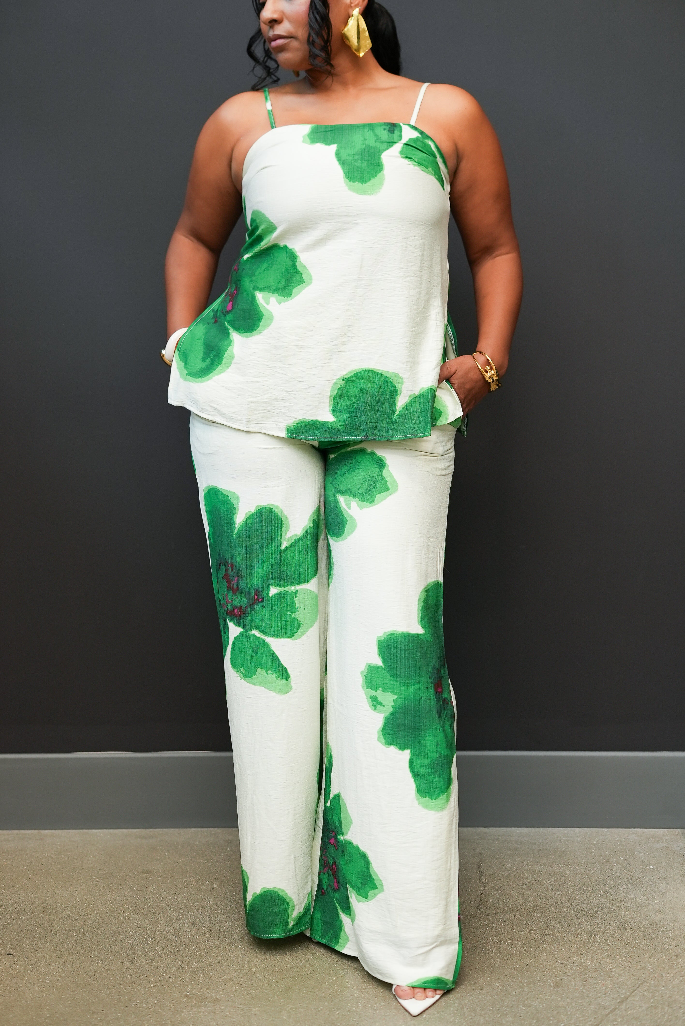 Emerald Bloom Wide-Leg Set