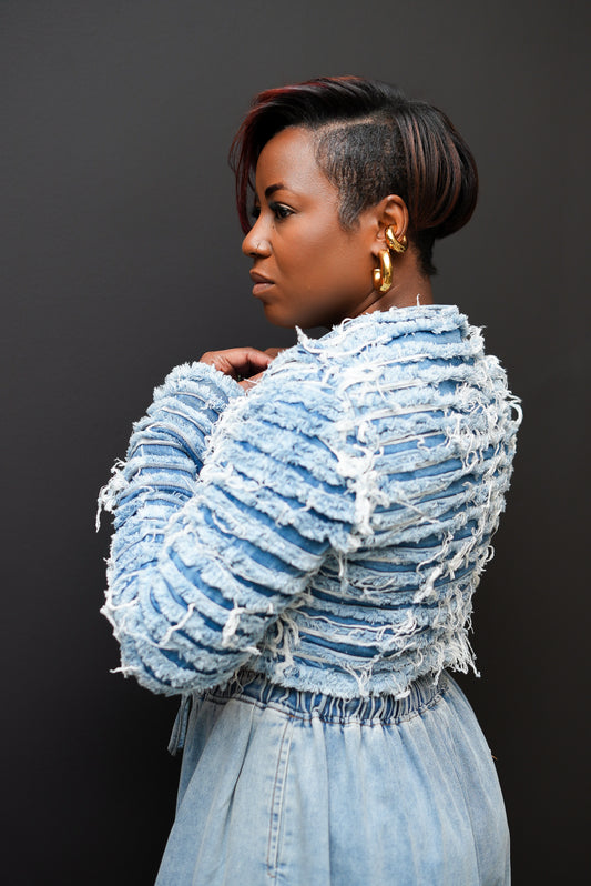 Distressed Denim Crop Jacket