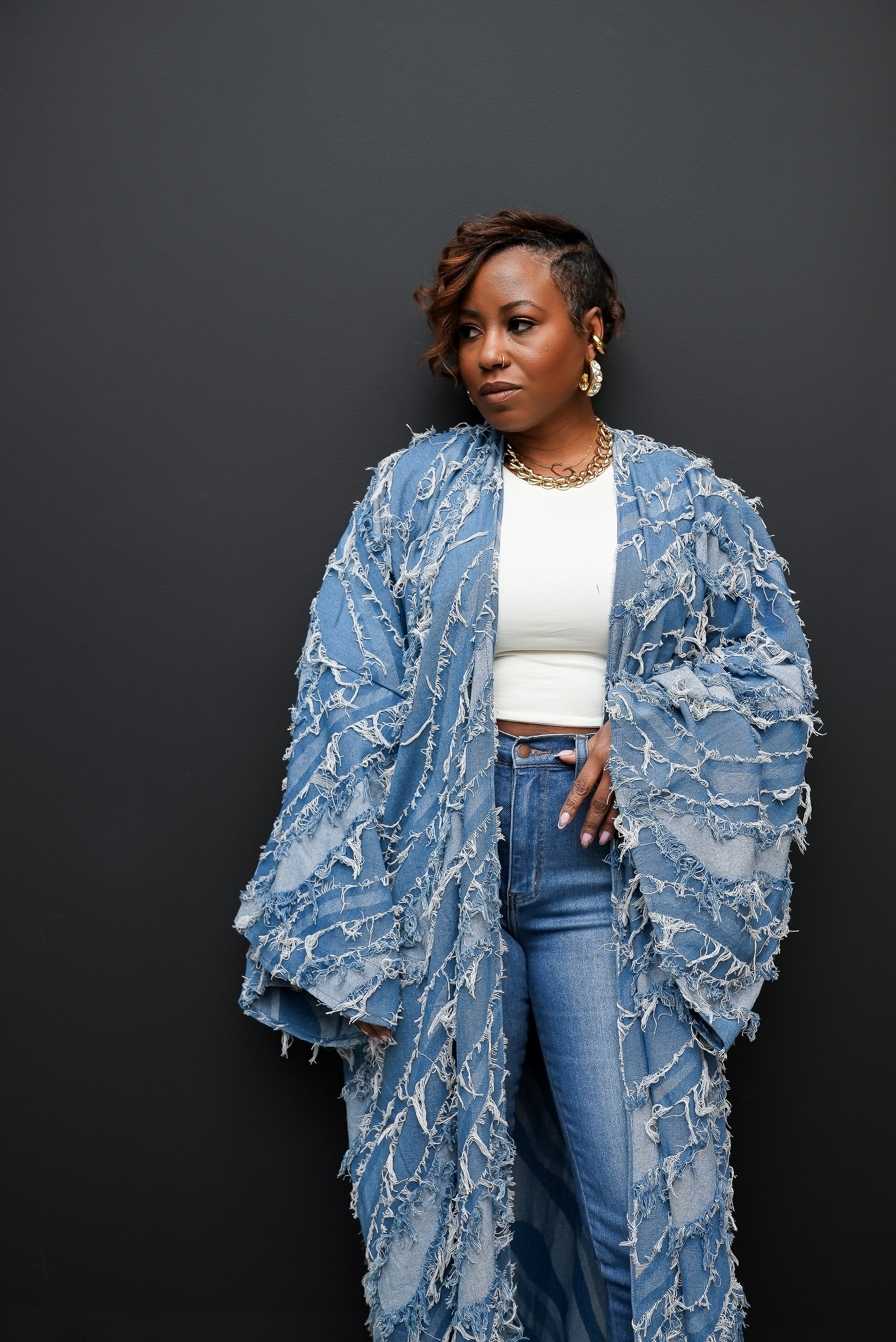 Rip the Runway Distressed Denim Duster