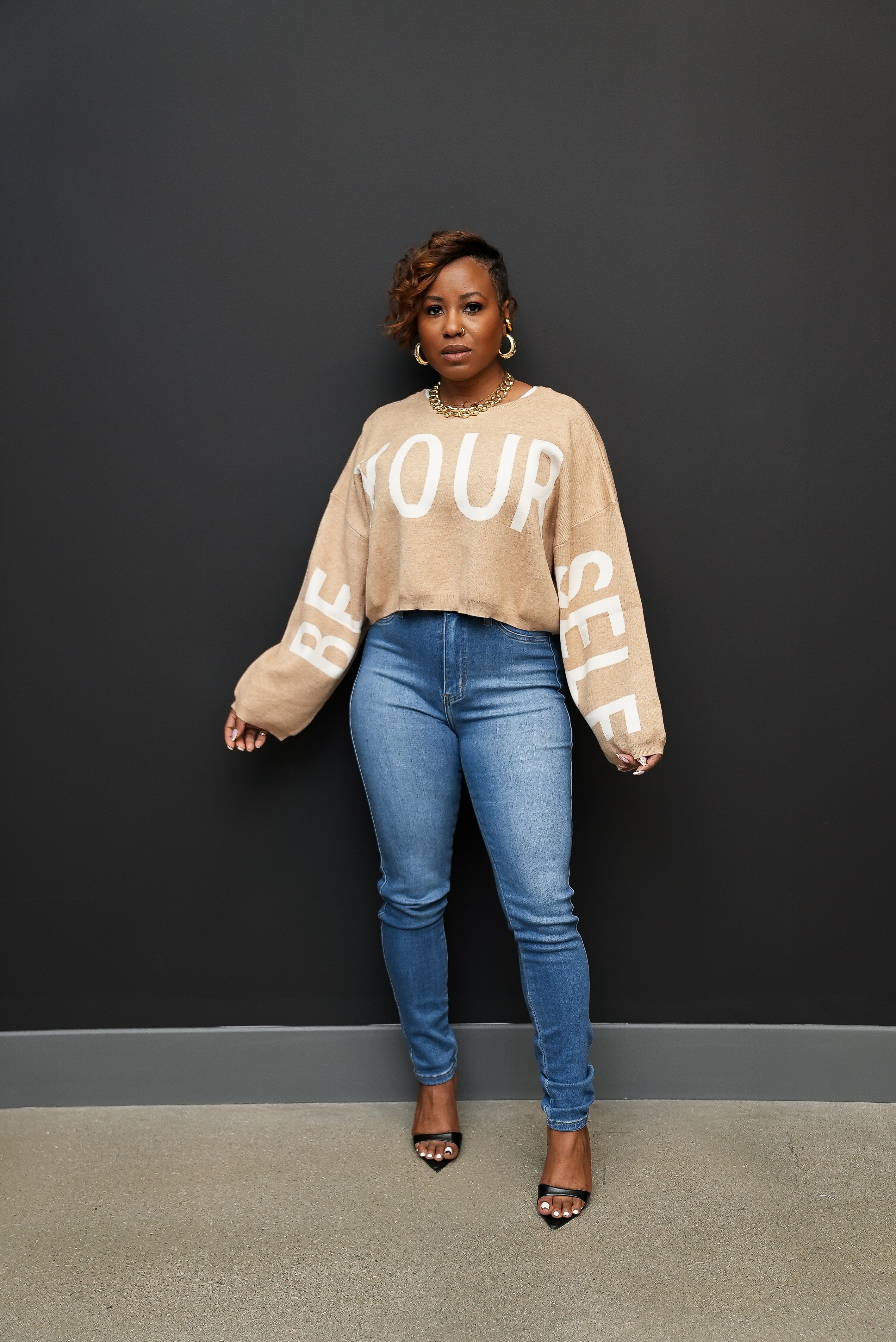 Be You Knit Crop sweater (oatmeal)