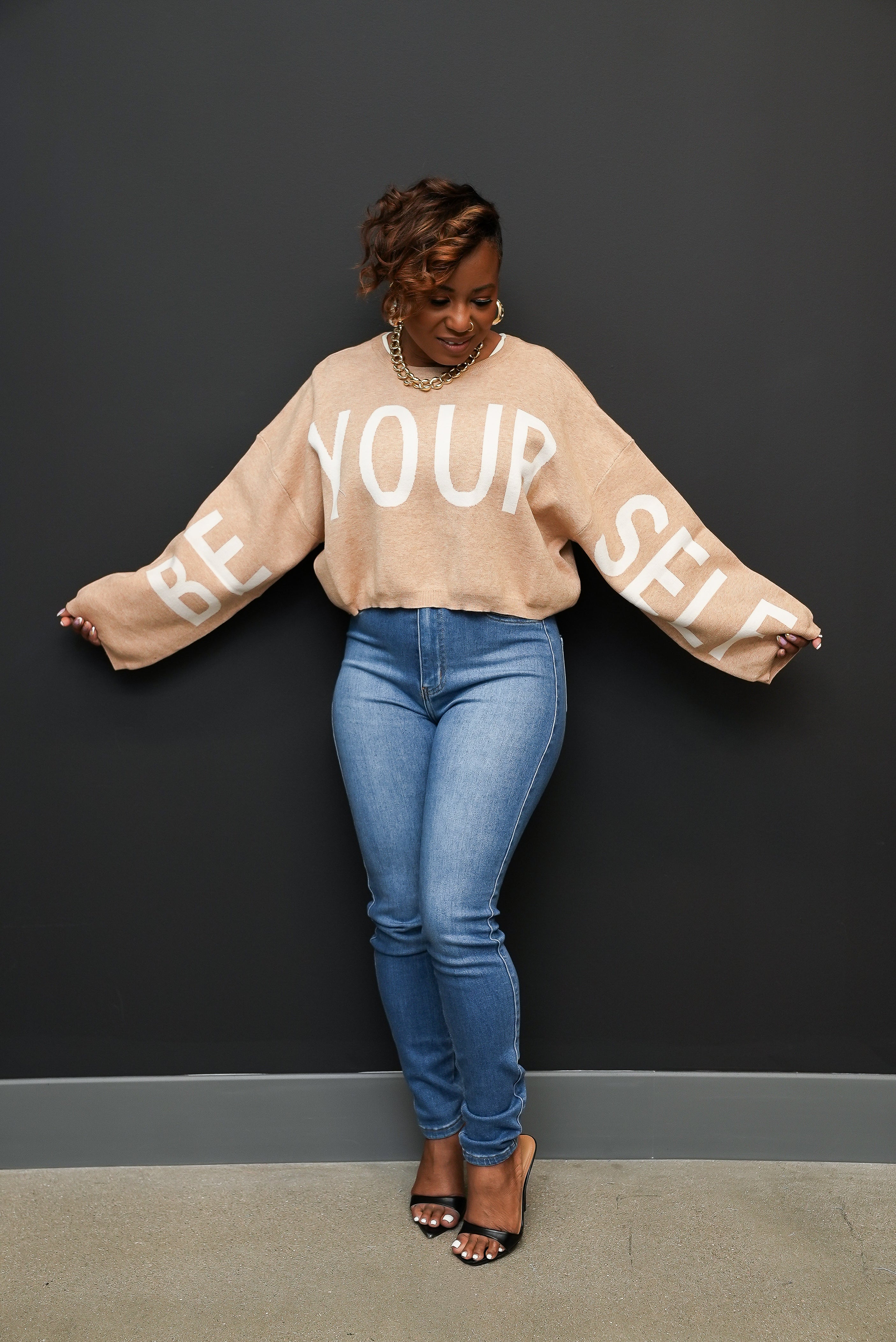 Be You Knit Crop sweater (oatmeal)