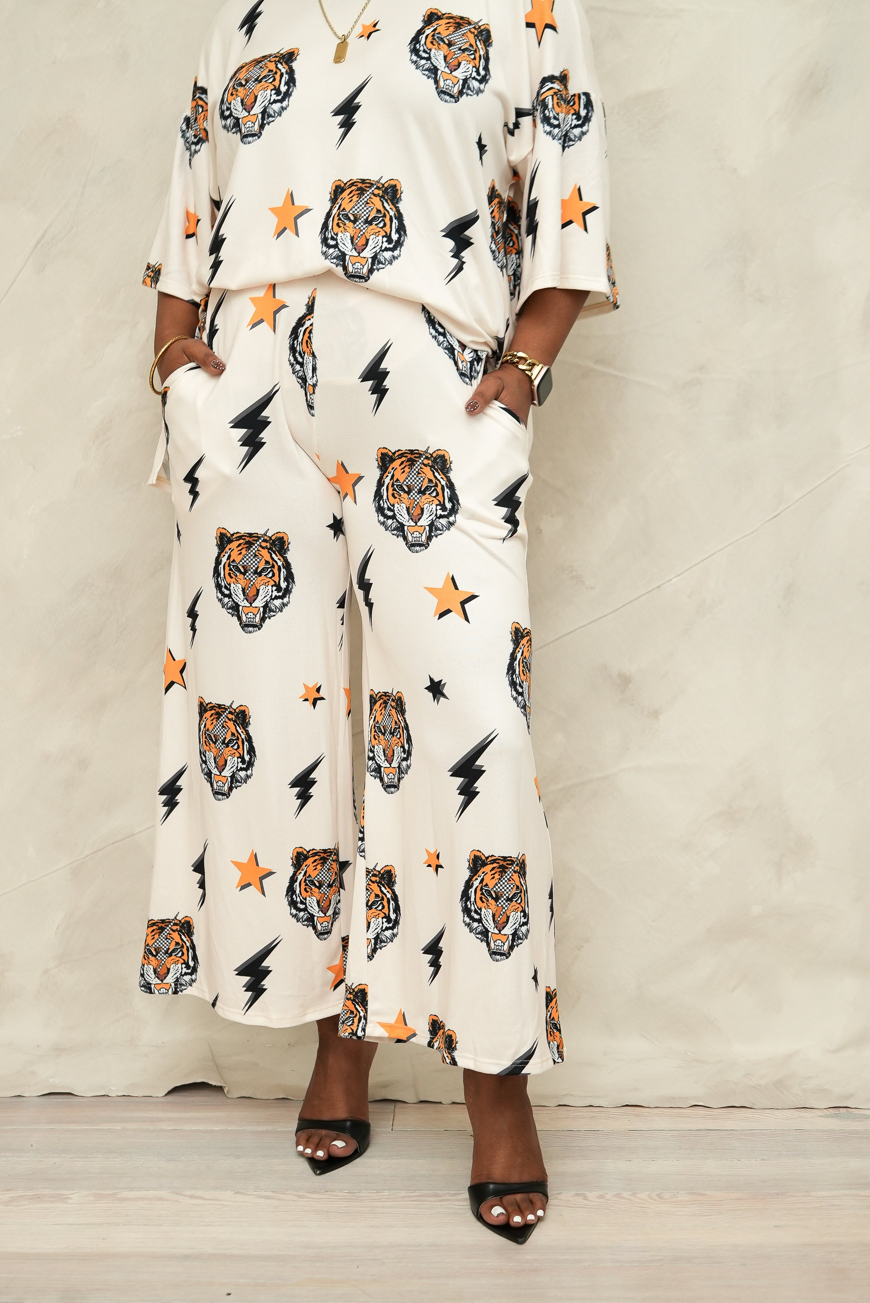 Tiger Print Knit Set