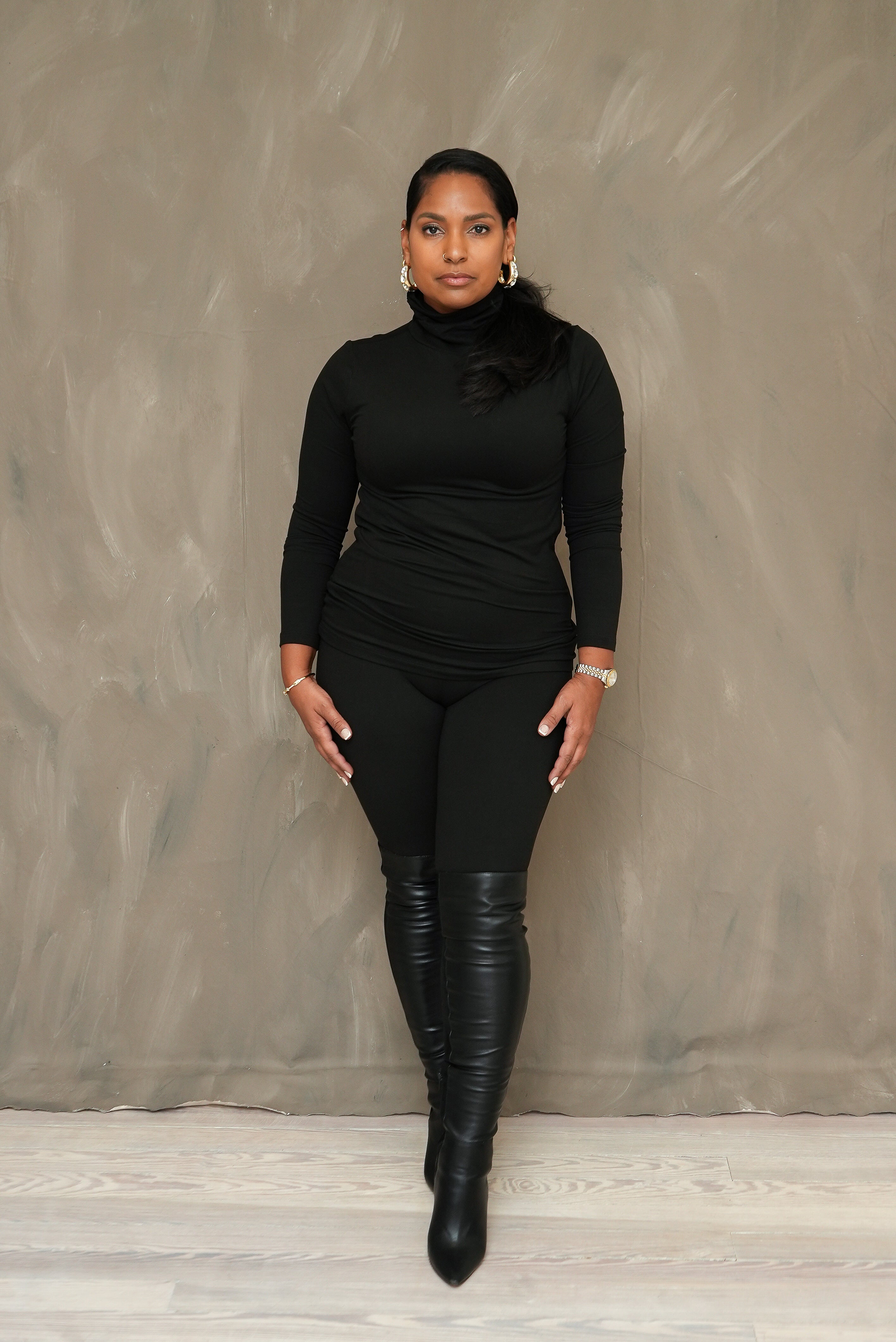 Cozy Turtleneck Errand Set (Black)