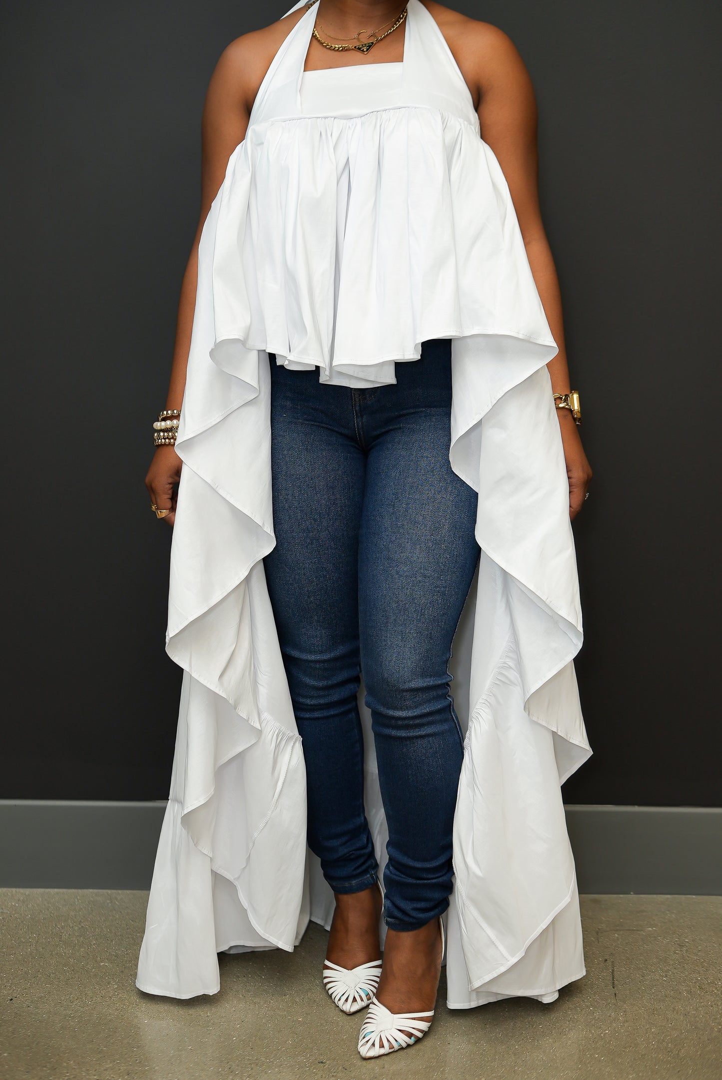 Cascade Halter Top (white)