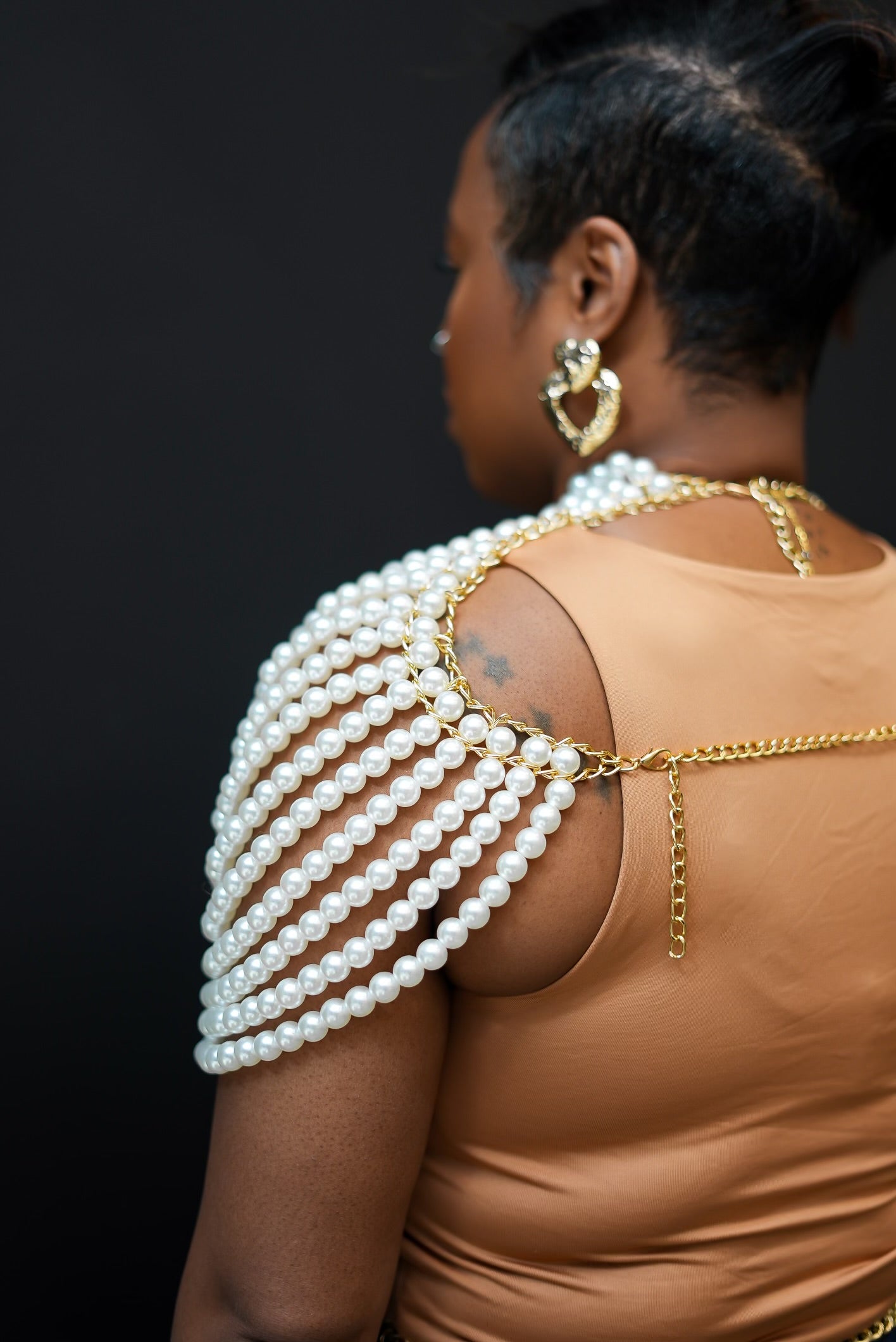 Faux Pearl Body Chain Top