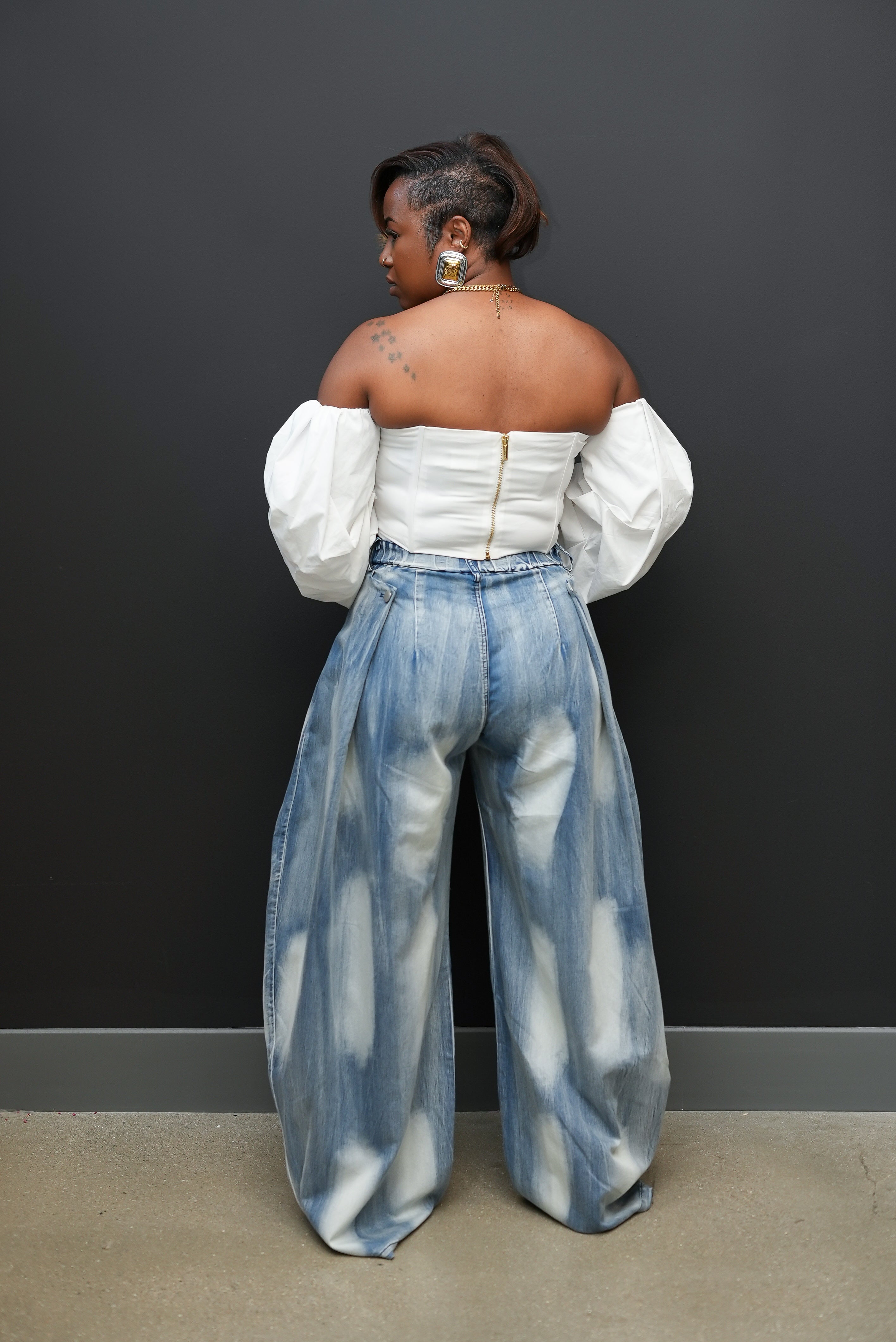 Skyline Slay Wide-Leg Denim Pants (Tie Dye)
