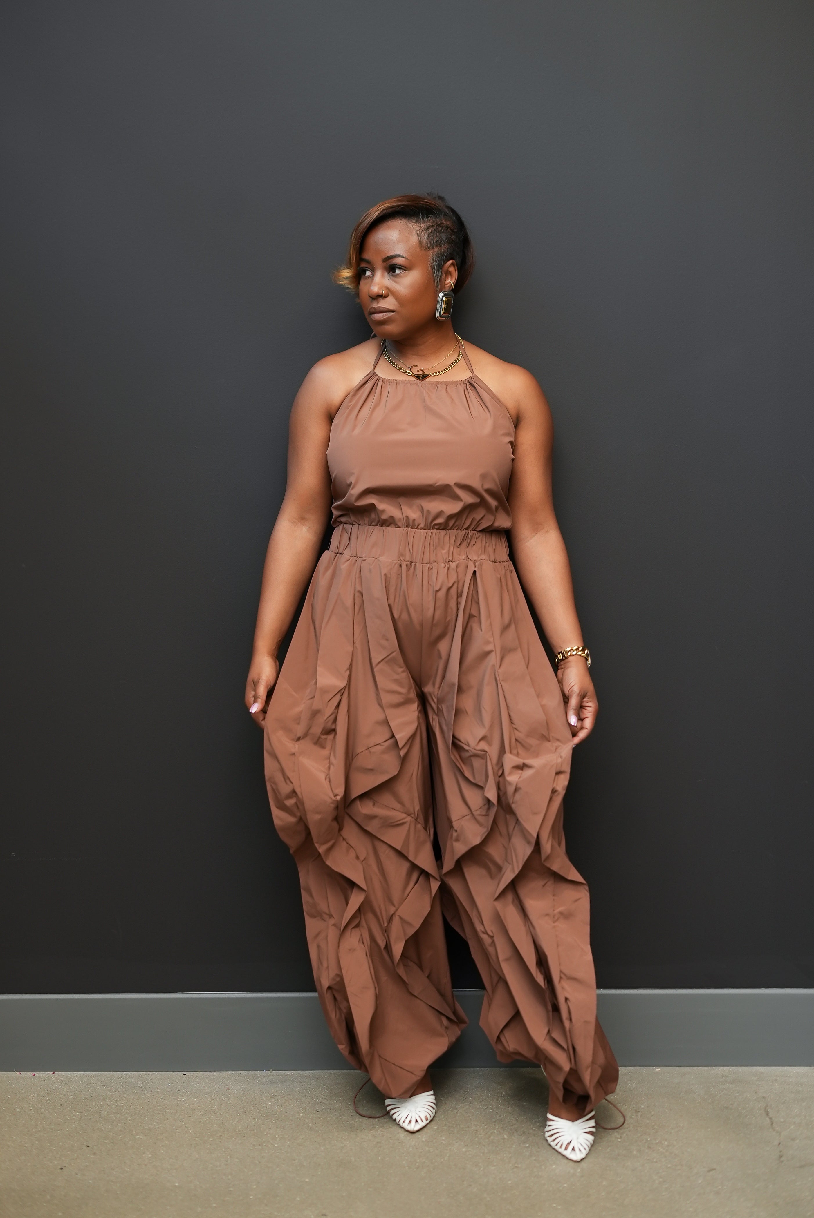 Draped Bubble Jumpsuit