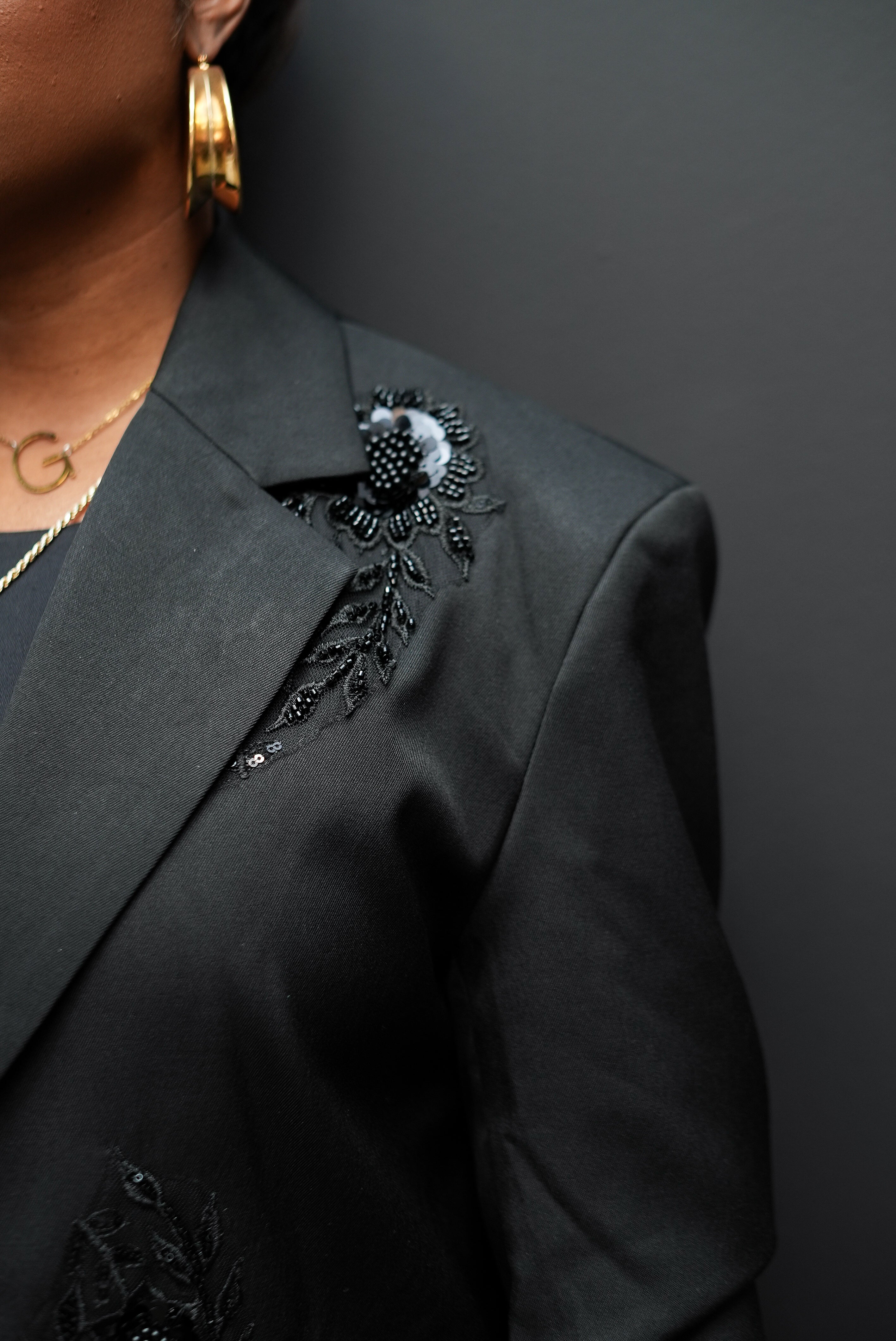 Boardroom Bling Boyfriend Blazer (black)