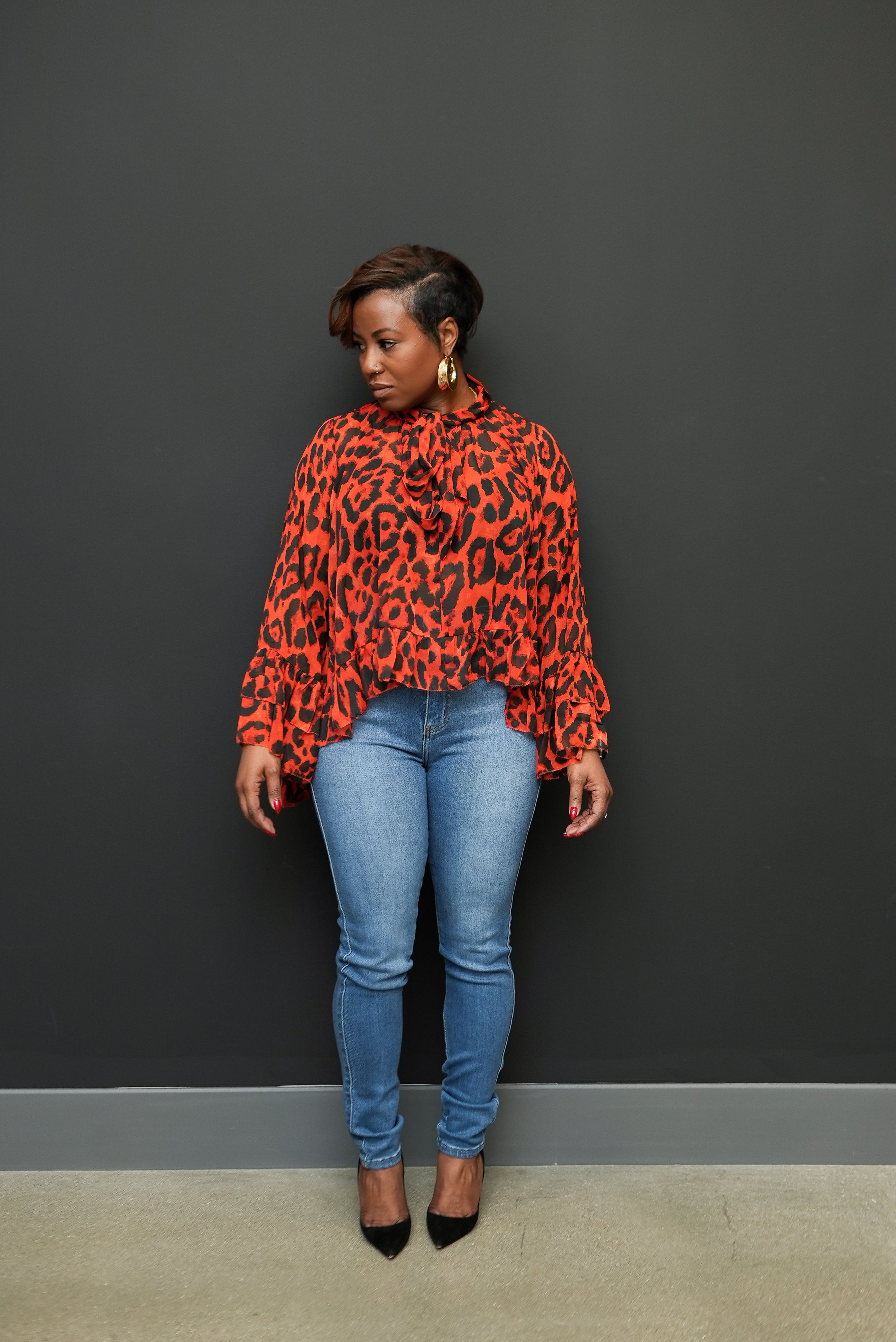 Leopard Printed Chiffon Blouse