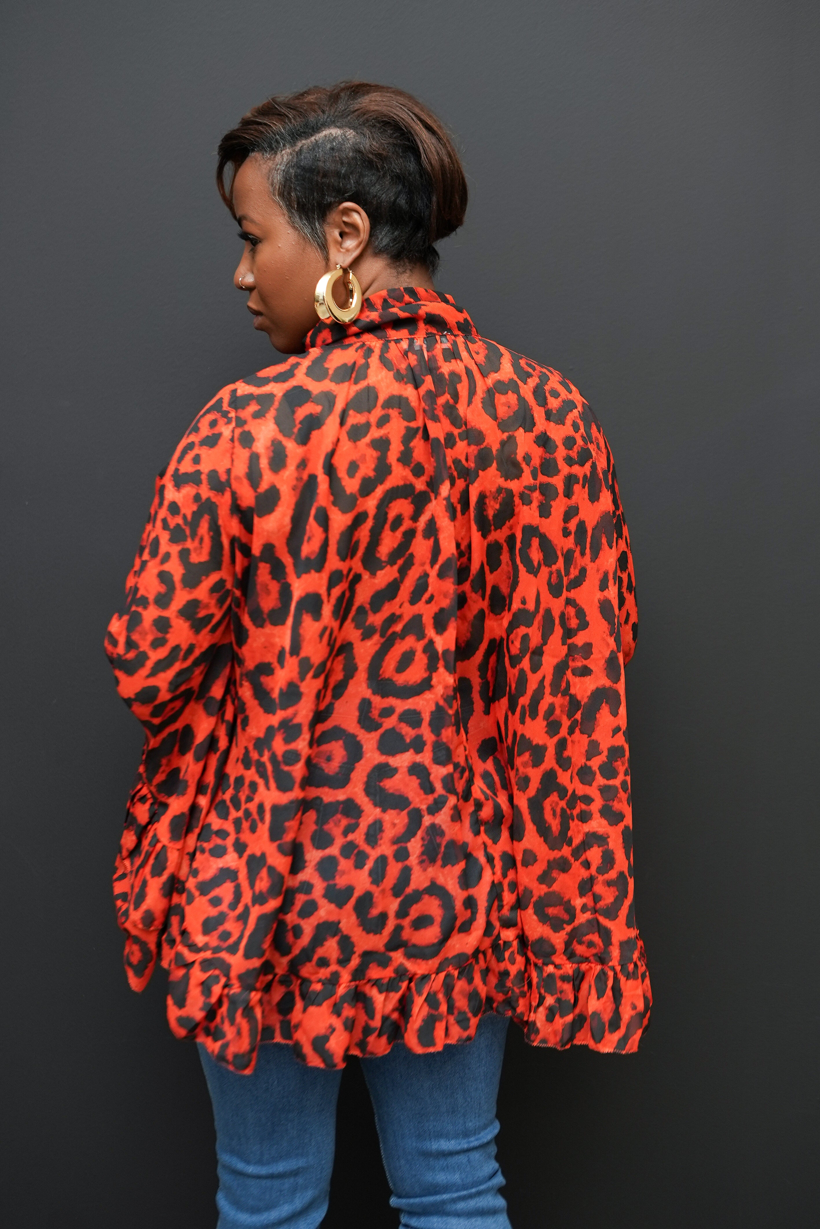 Leopard Printed Chiffon Blouse