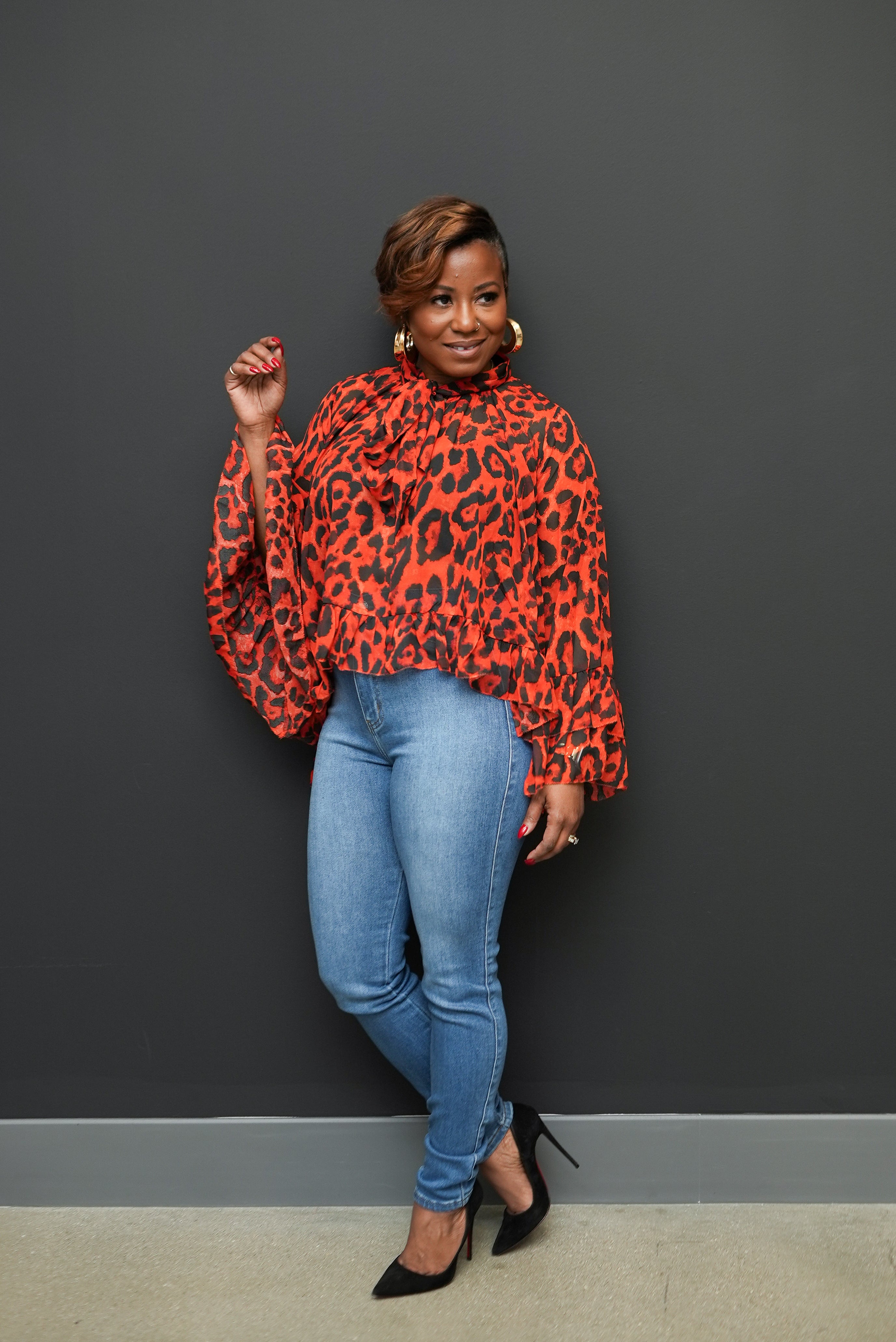 Leopard Printed Chiffon Blouse