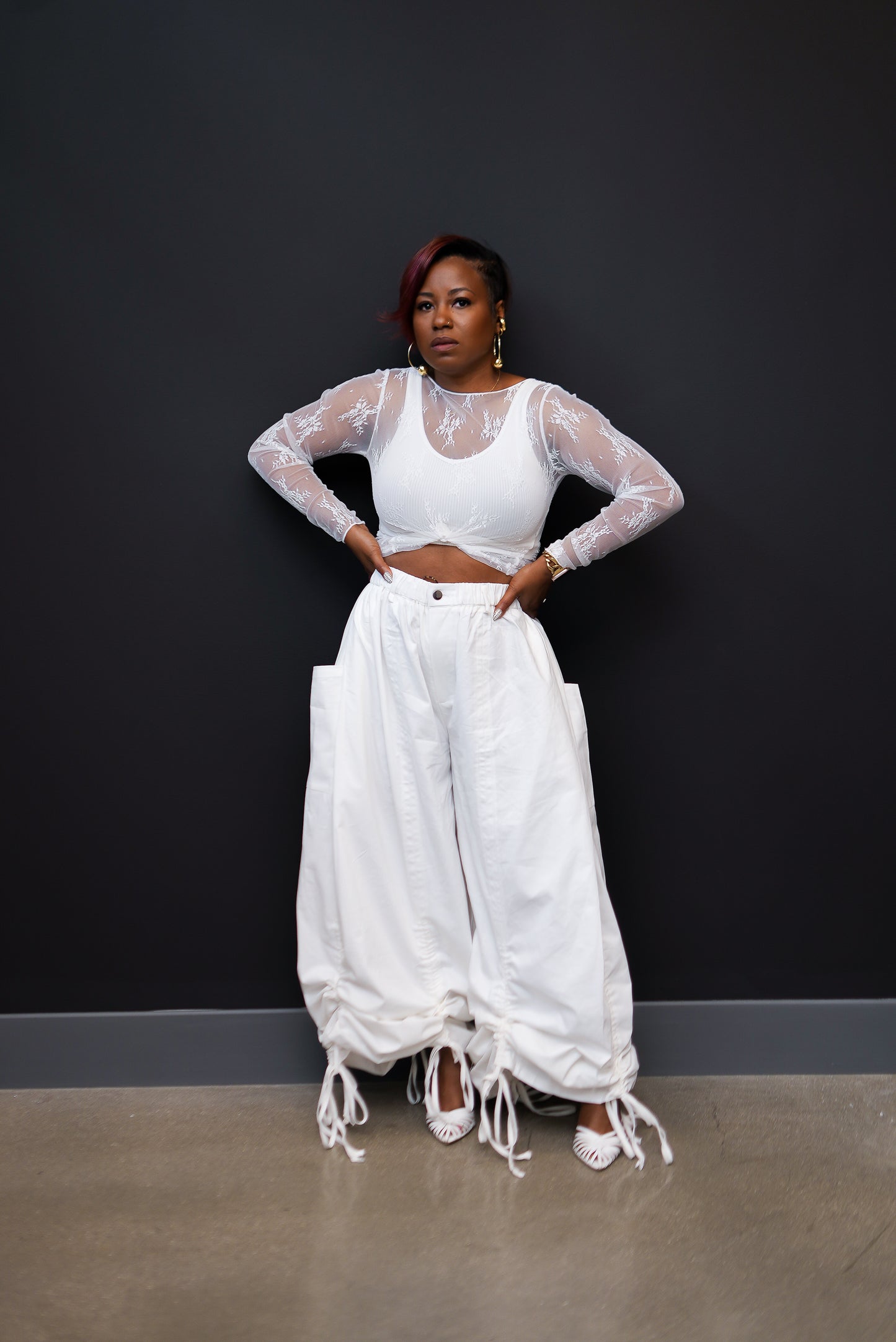 Let it Flow Ruched Pants (White)