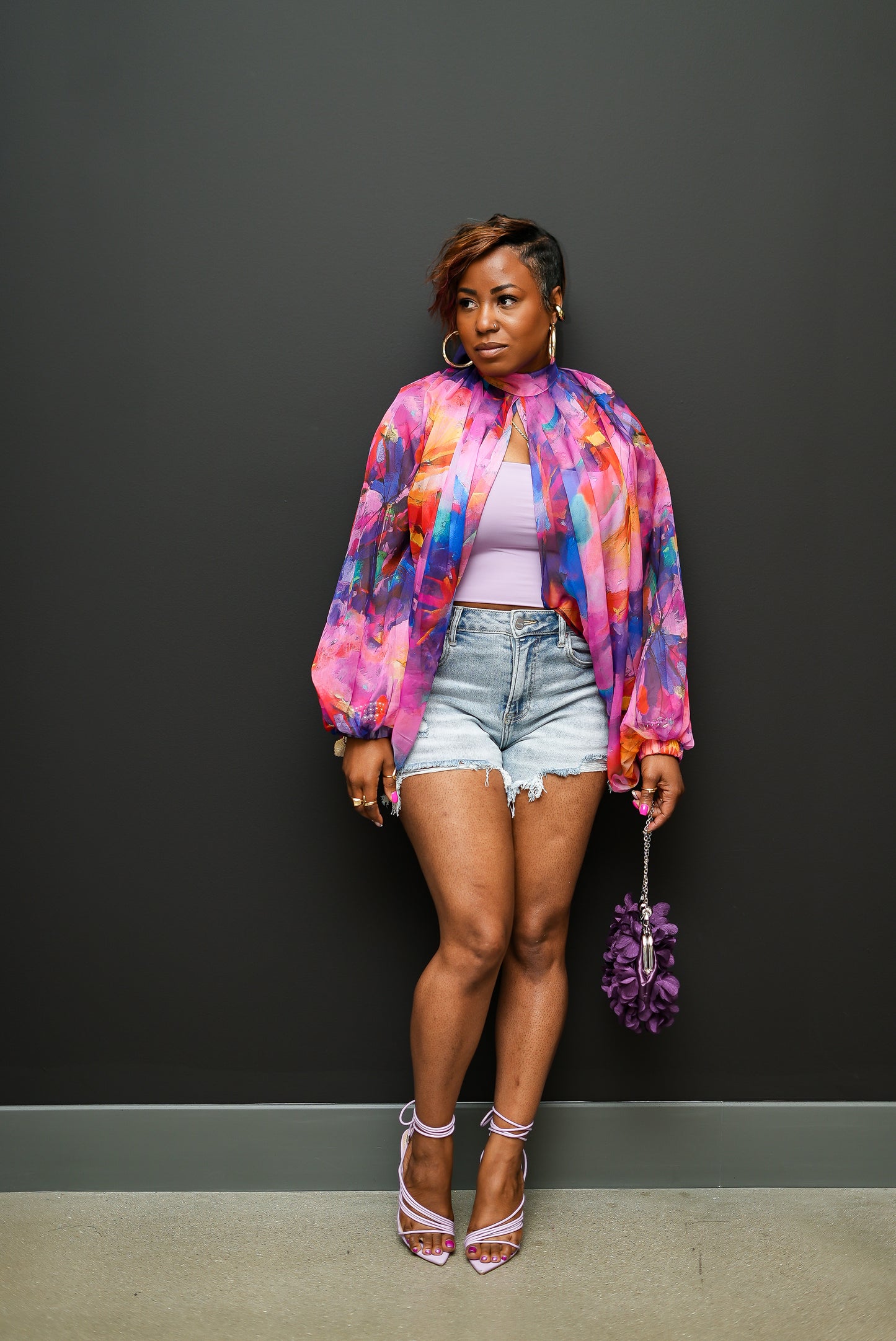 Vibrant Bloom Sheer Shirt