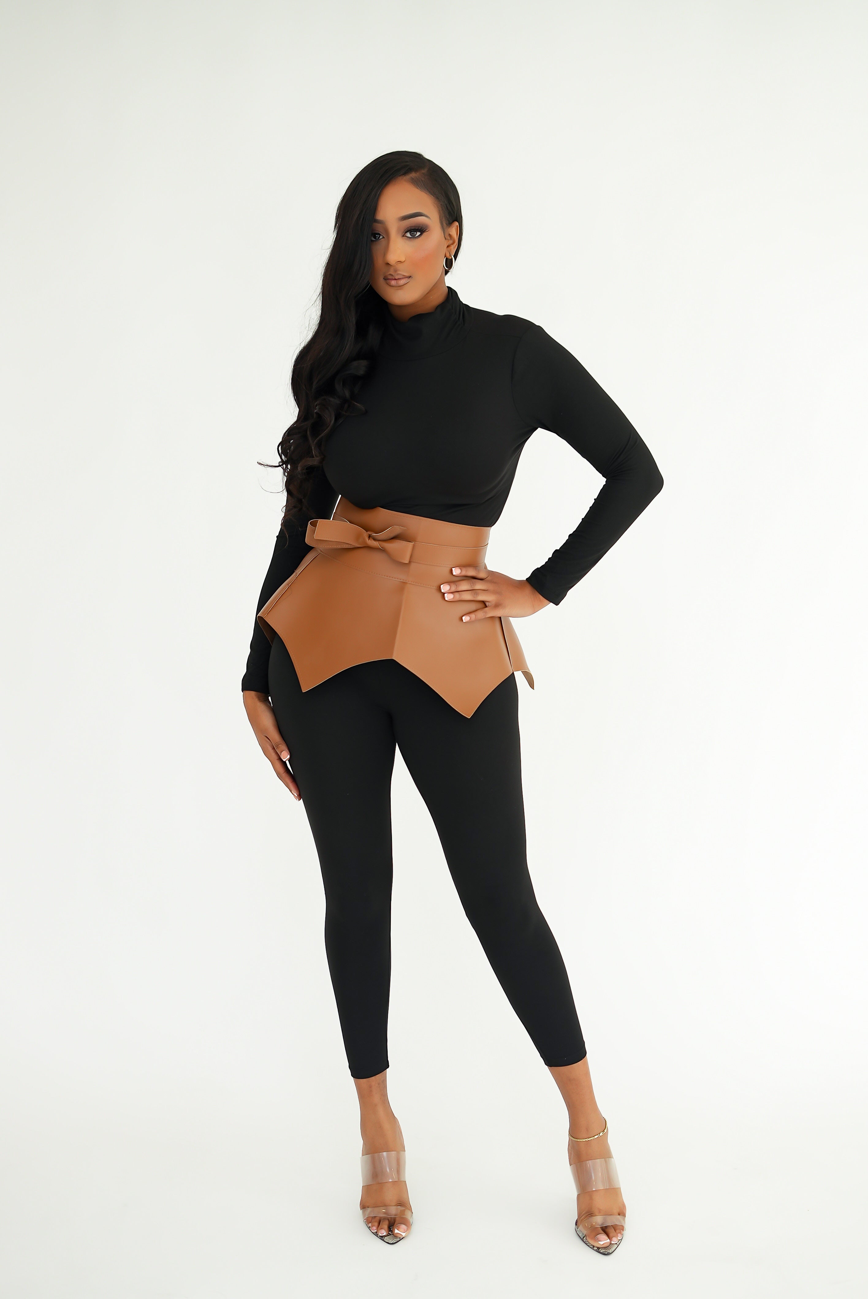 Faux Leather Skirt Belt (Camel)