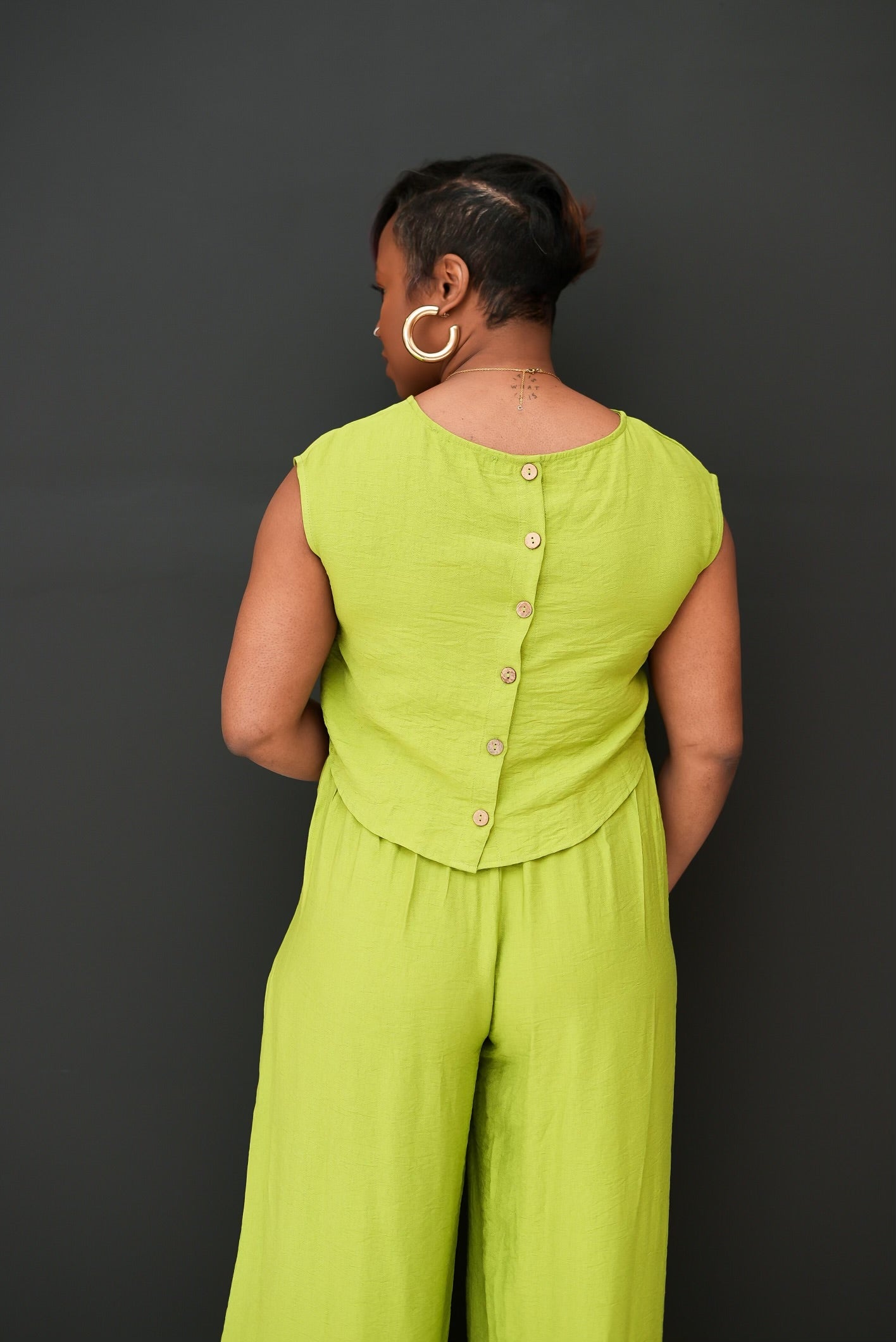 Linen Style Trouser Set (Green)