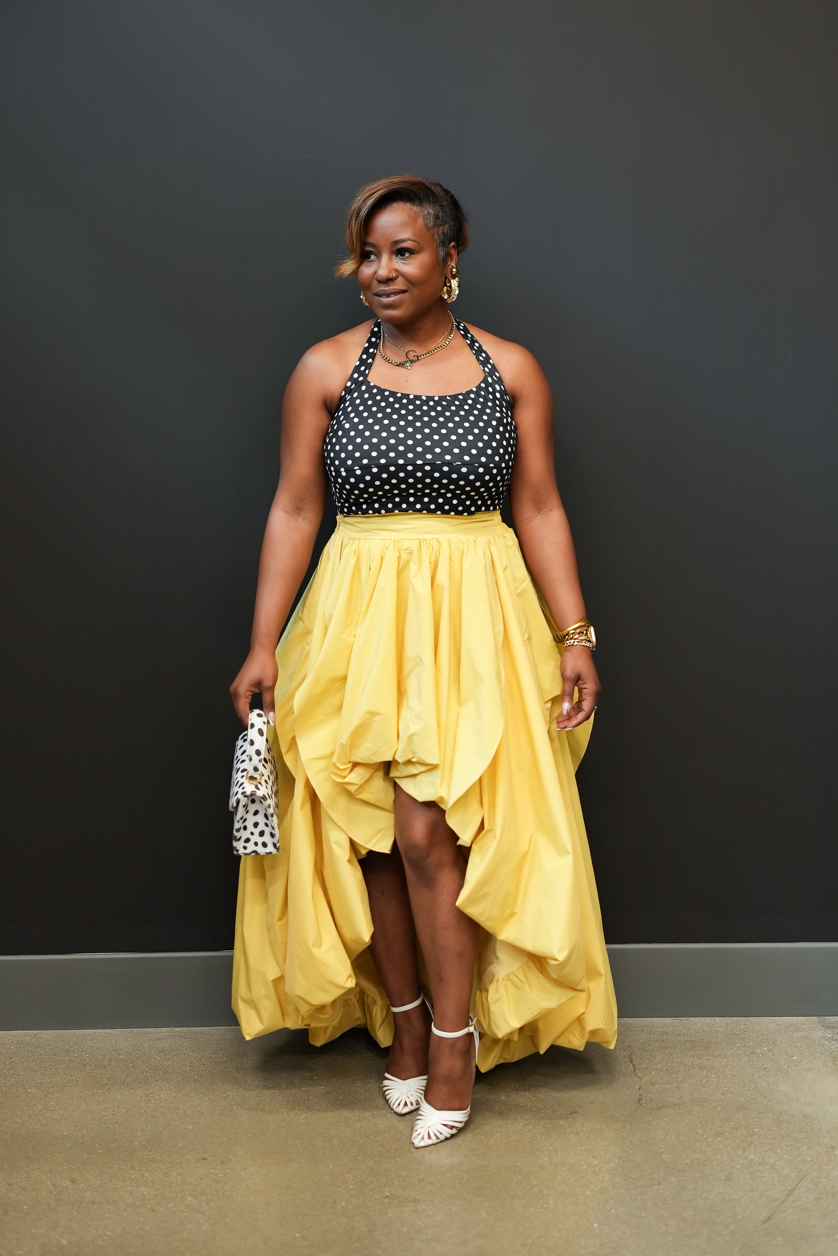 High-Low Abstract Skirt (Yellow)
